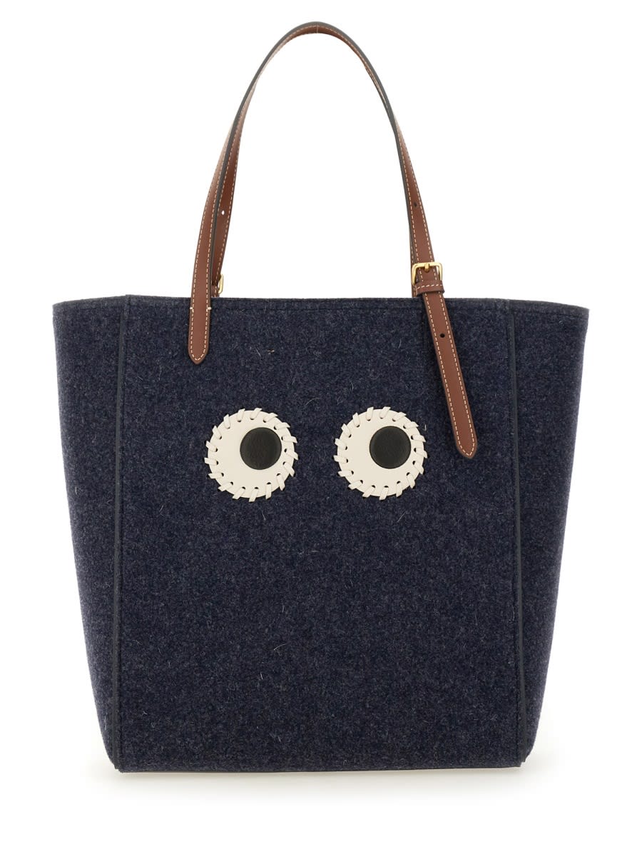 Shop Anya Hindmarch Small Eyes Tote Bag In Blue