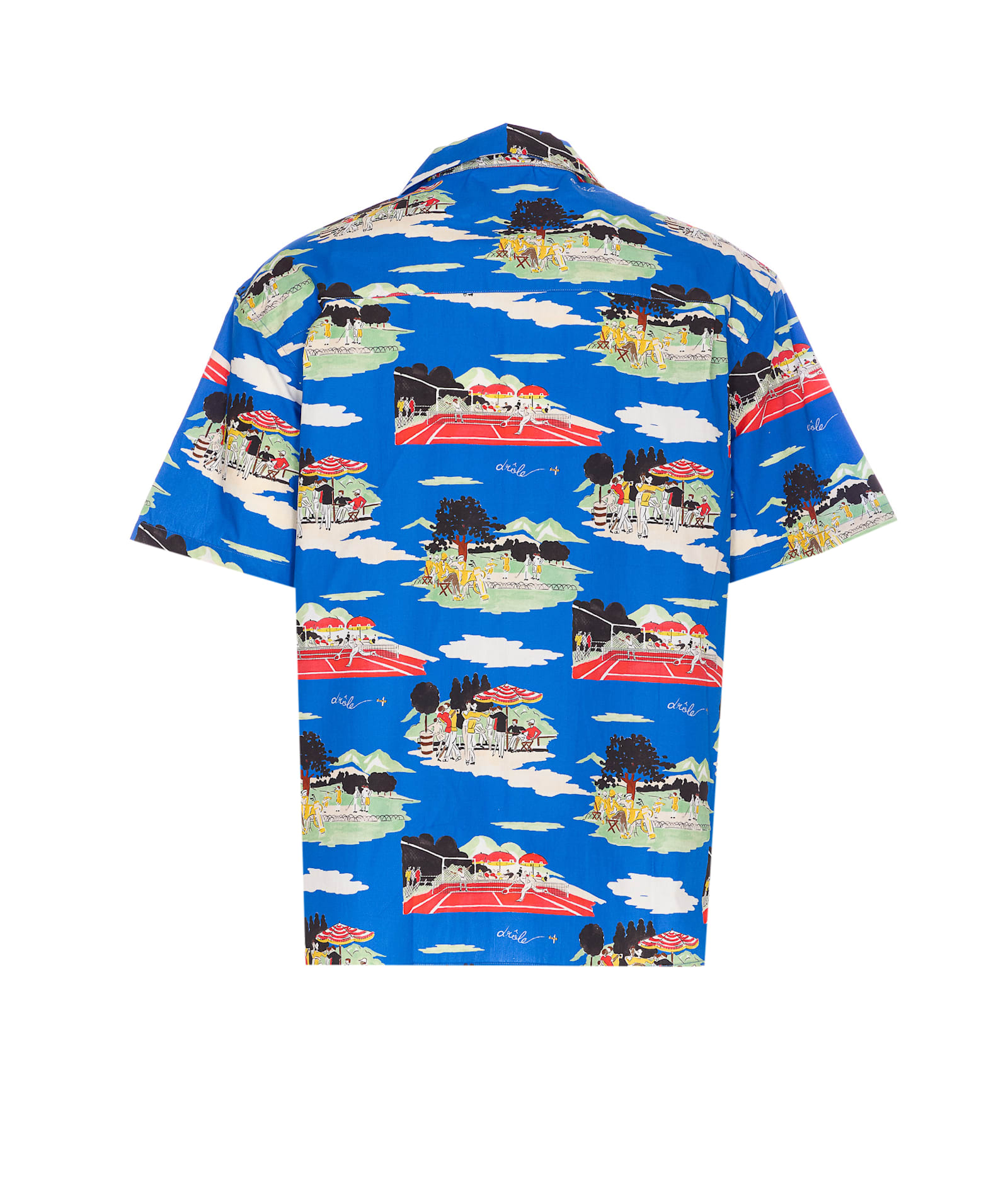 Drôle De Monsieur Multicolor Country Club Short-sleeved Shirt In Blue