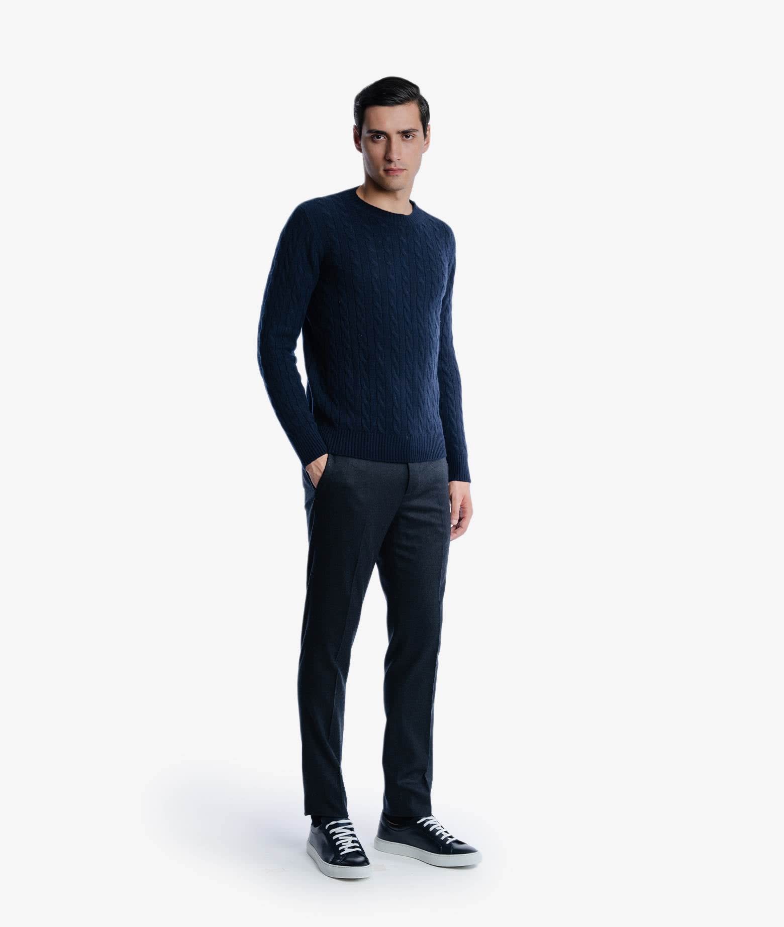 Shop Larusmiani Cable Knit Sweater Col Du Pillon Sweater In Midnightblue