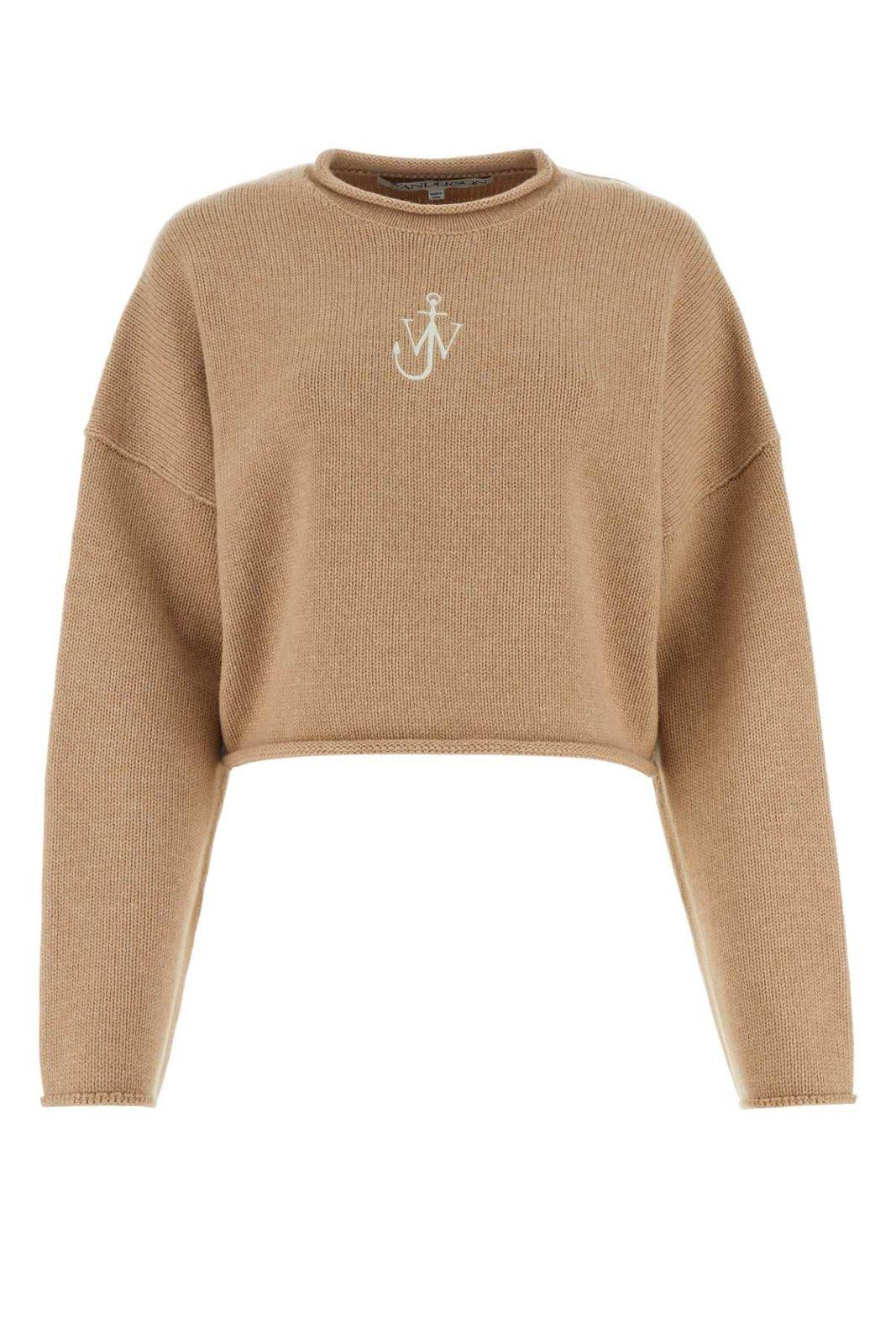 Shop Jw Anderson Anchor Logo Embroidered Cropped Jumper