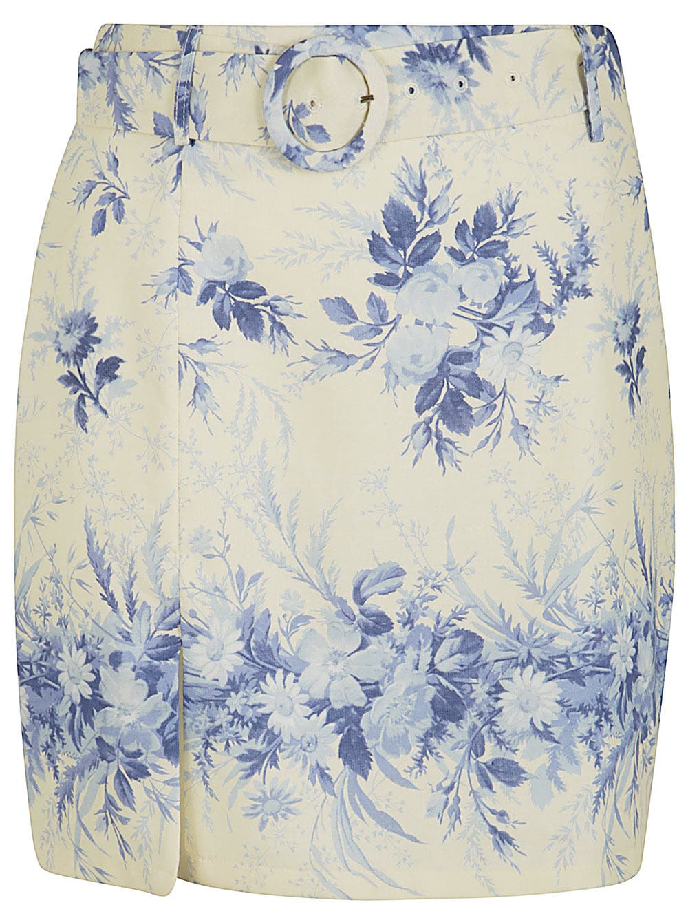 Shop Twinset Toile De Jouy Printed Mini Skirt In Ivory Blue Chalcedo