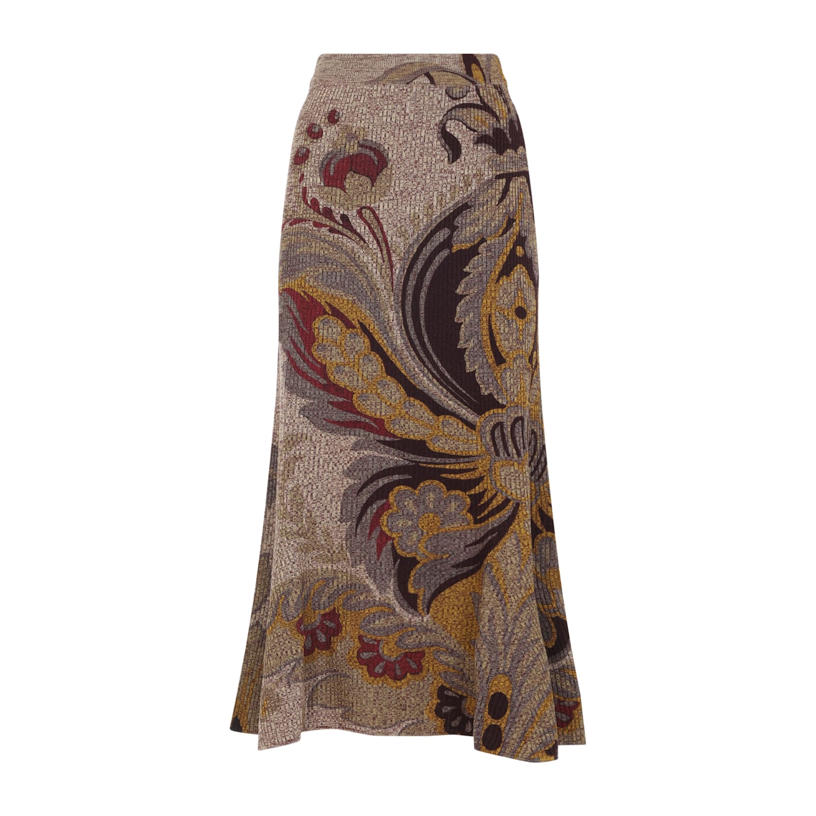 Etro Knit Midi Jupe Trompette In Multi