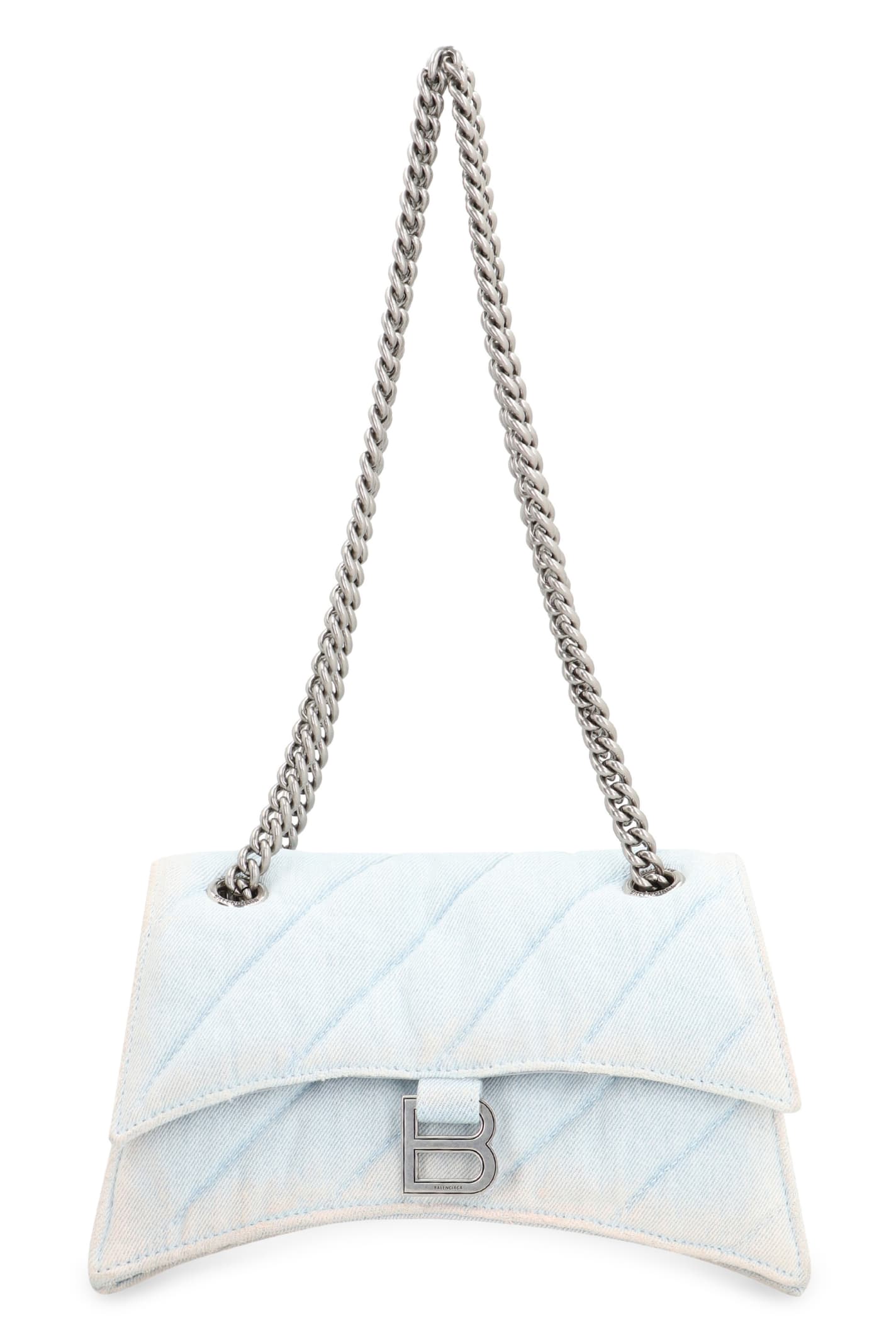 Shop Balenciaga Crush Shoulder Bag In Denim