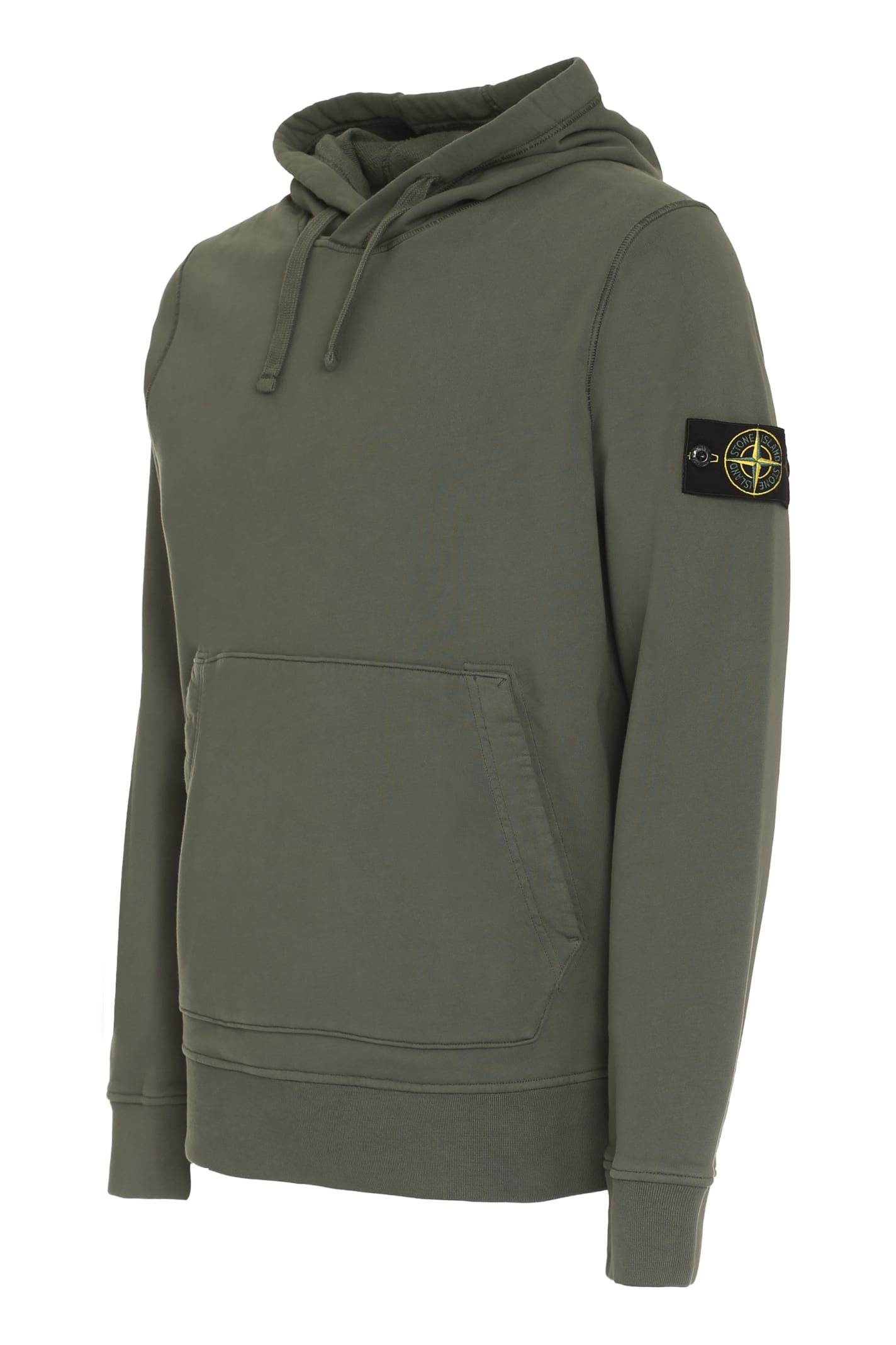 Shop Stone Island Cotton Hoodie In Green