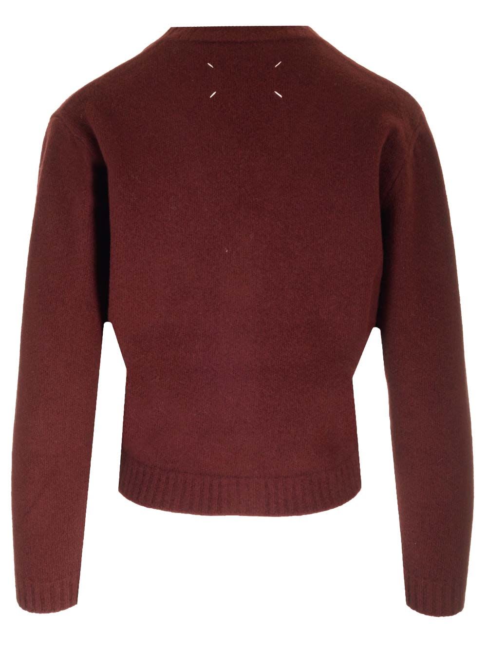 Shop Maison Margiela Wool Cardigan In Bordeaux