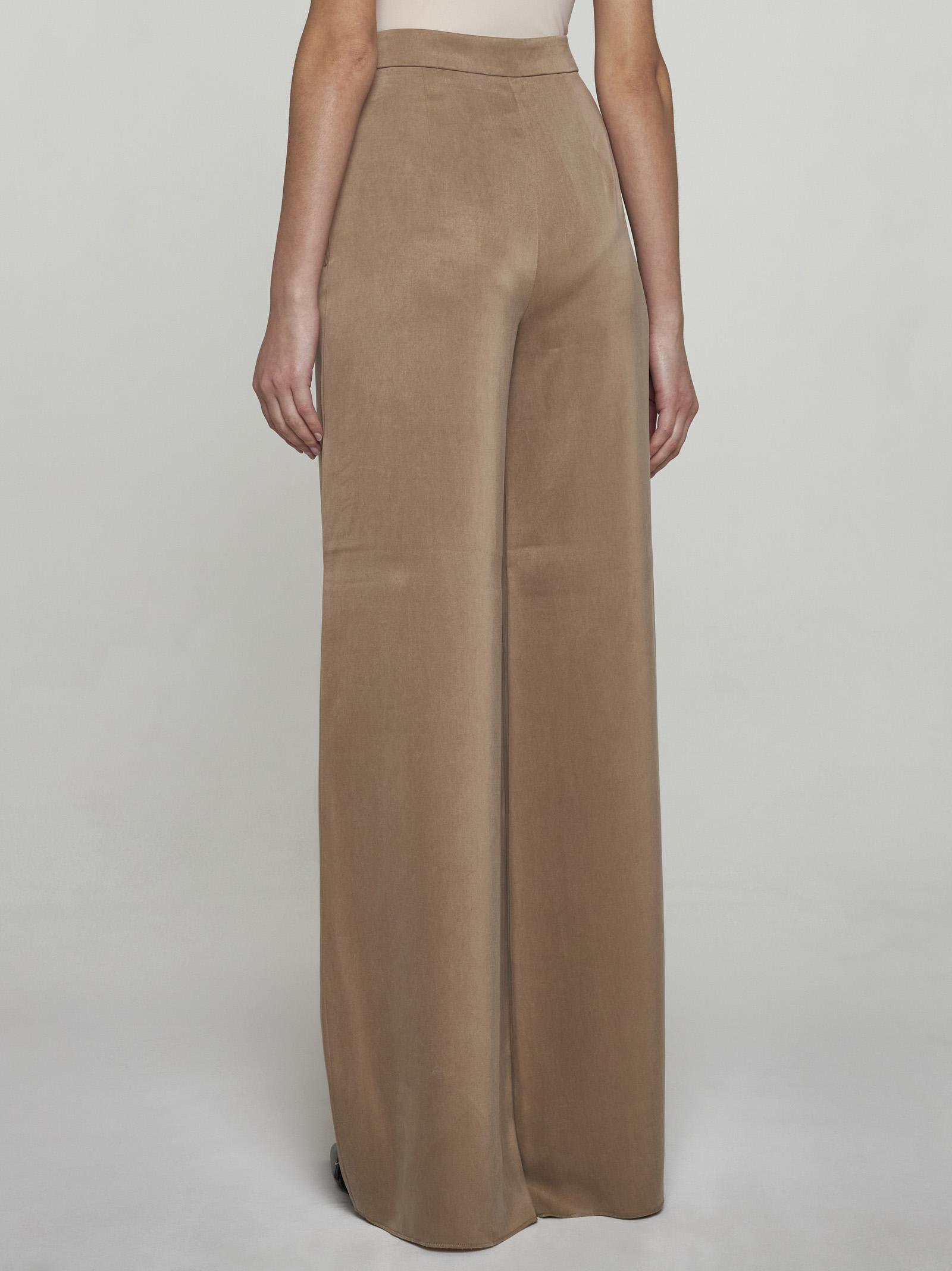 Shop Max Mara Gardena Satin Trousers In Beige