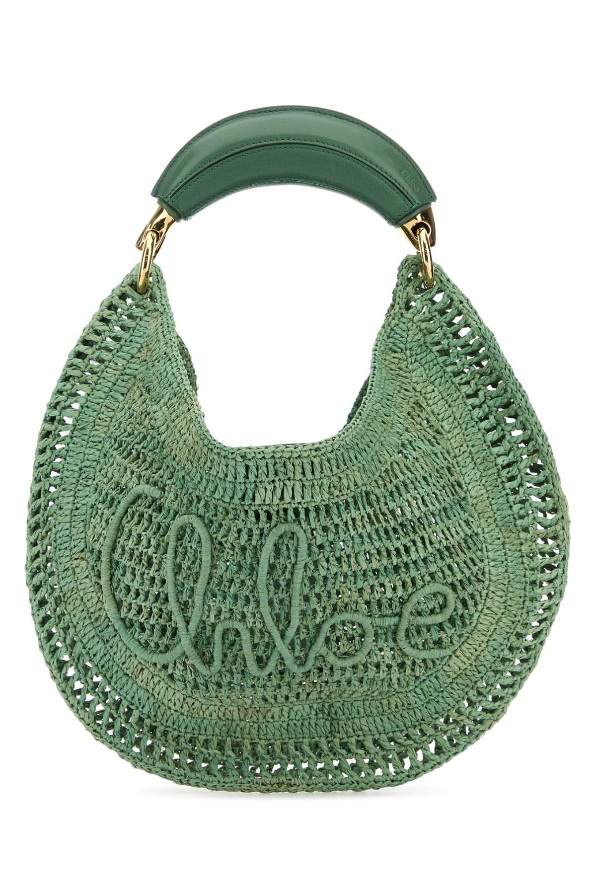 Chloé Sage Green Raffia Banana Handbag