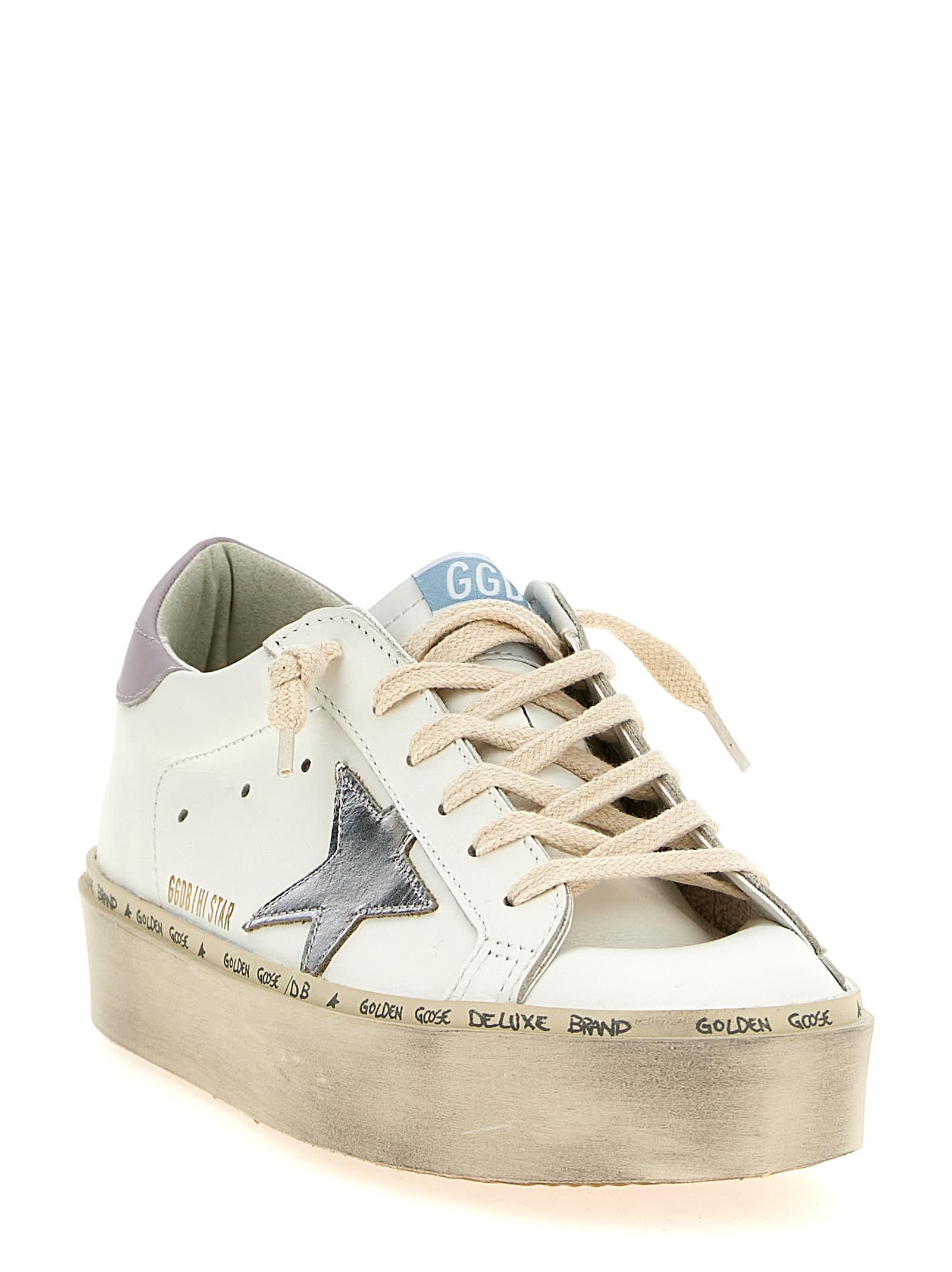 Golden Goose Hi Star Leather Sneakers In White
