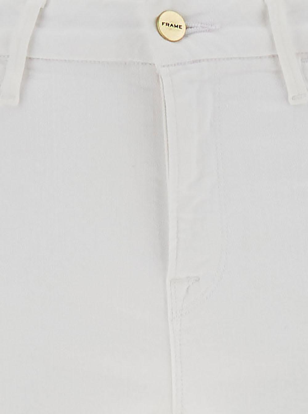 Shop Frame Mini Boot White Flared Jeans With Branded Button In Cotton Blend Denim Woman