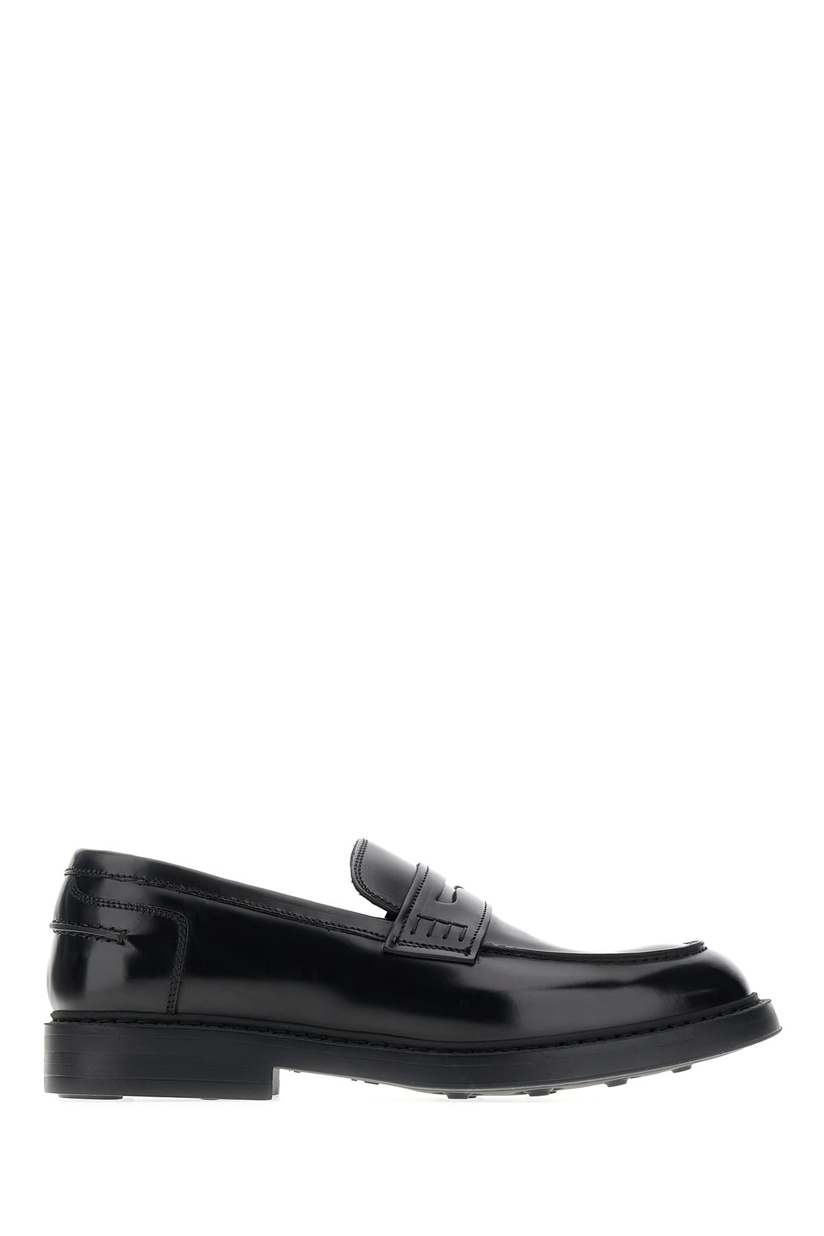 Doucal's Black Leather Penny Loafers In Nn00