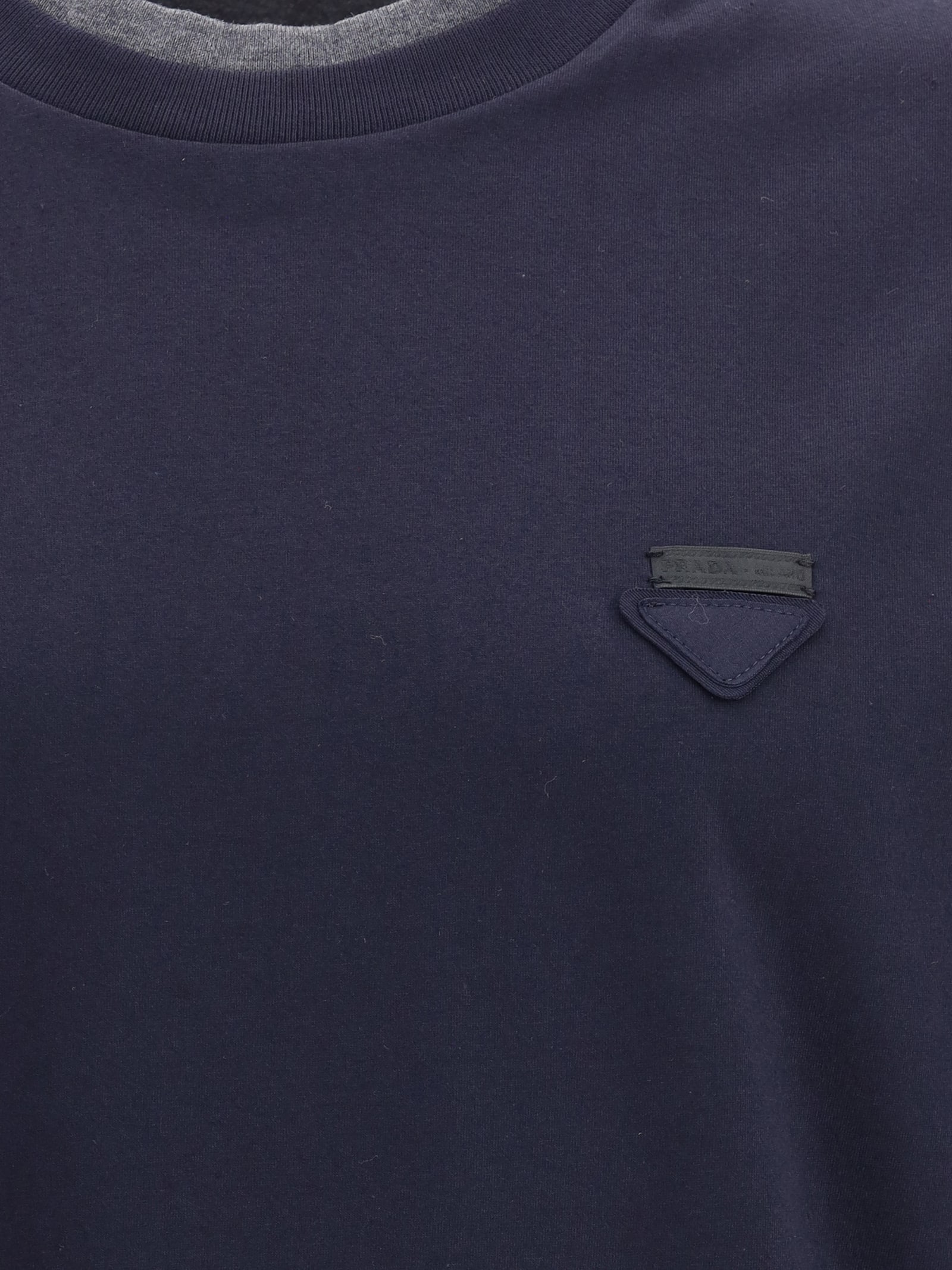 Prada Men Double Layer T-shirt In Blue