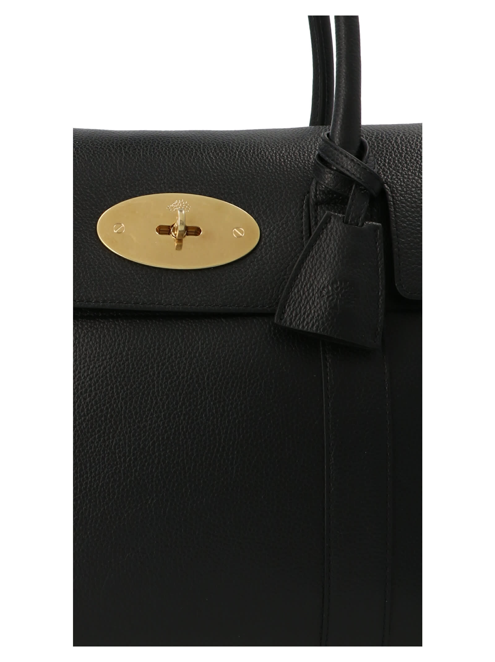 Mulberry 'bayswater' Black Handbag With Twist-lock Fastening In Black/brass