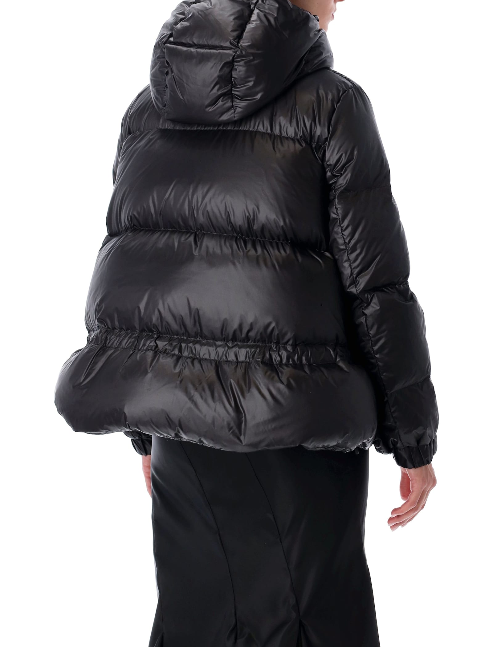 Sacai Black Hooded Short Padded Puffer Jacket In Black