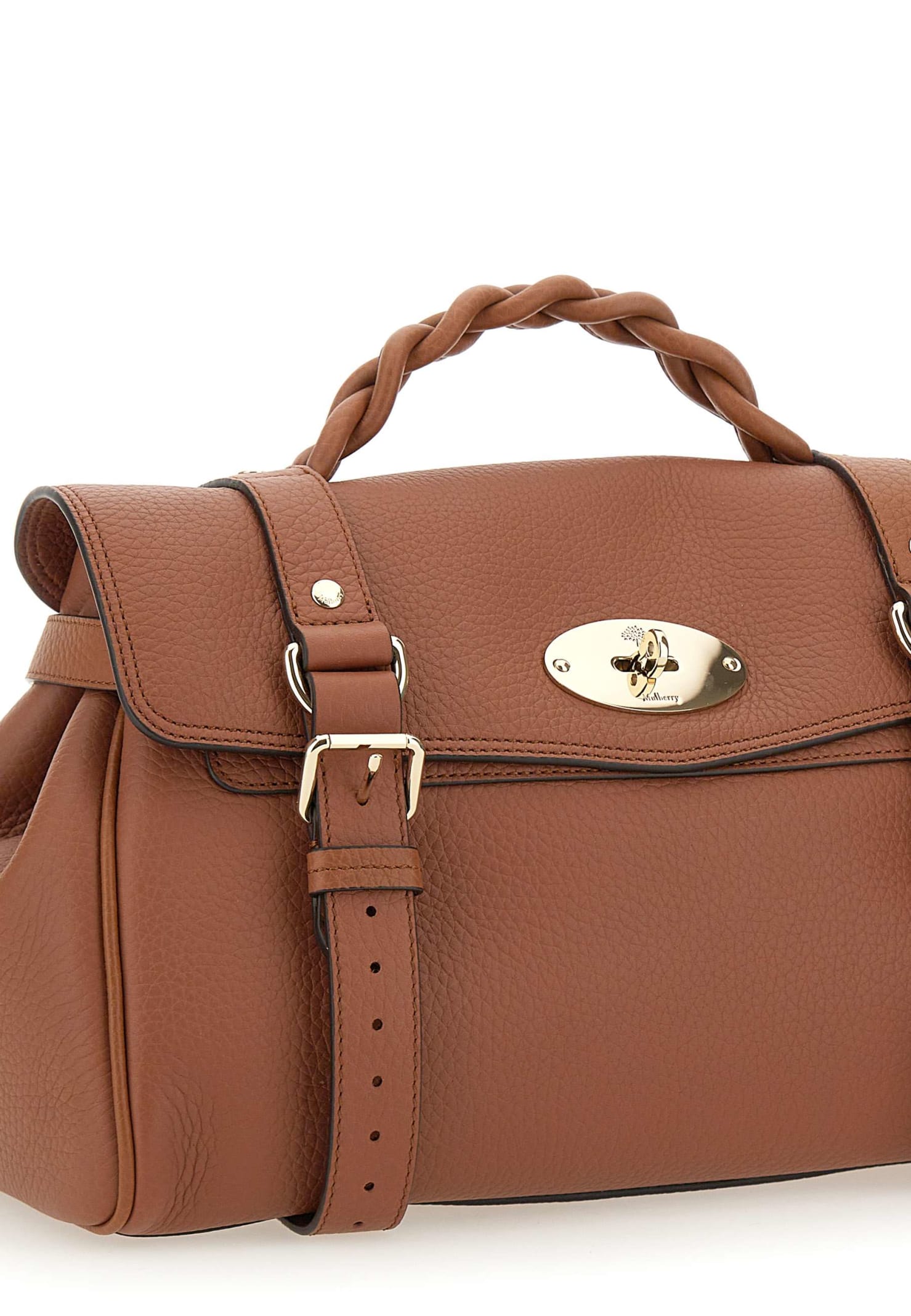 Shop Mulberry Alexa Heavy Grain Leather Bag In Chestnut