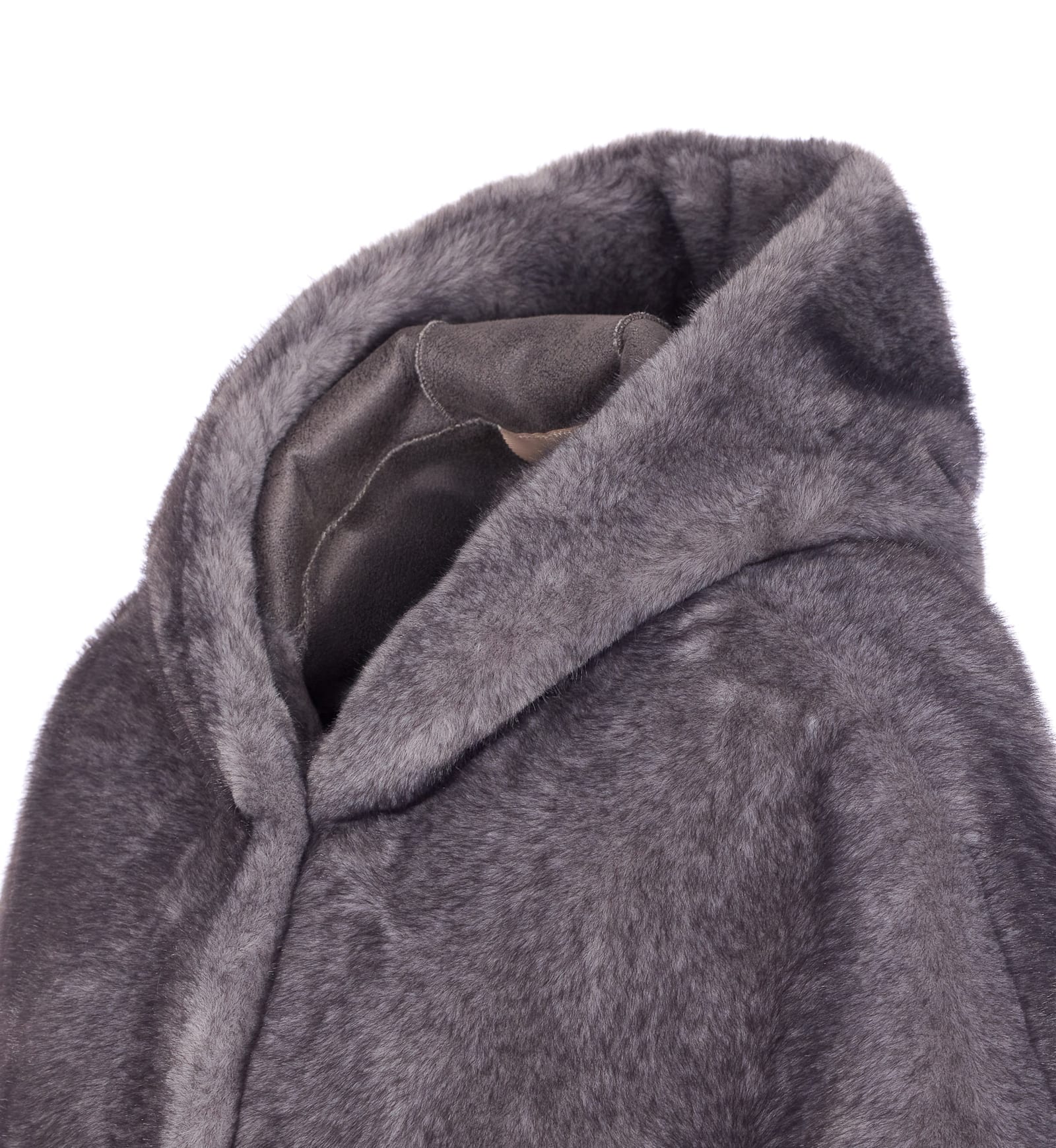 Valentini 1972 Short Ecofur Parka With Fixed Hood In Gray