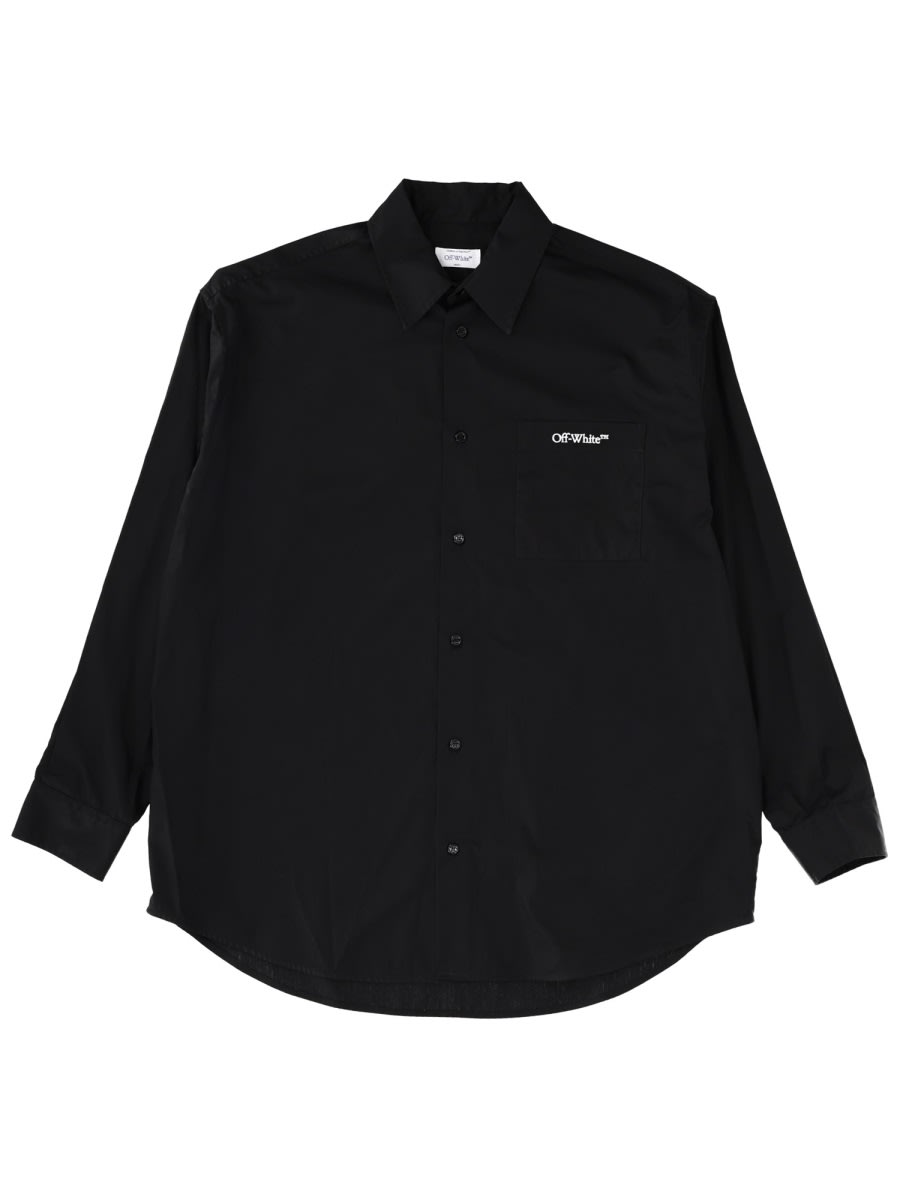 Off-white Graphic Print Shirt Chest Pocket In Black