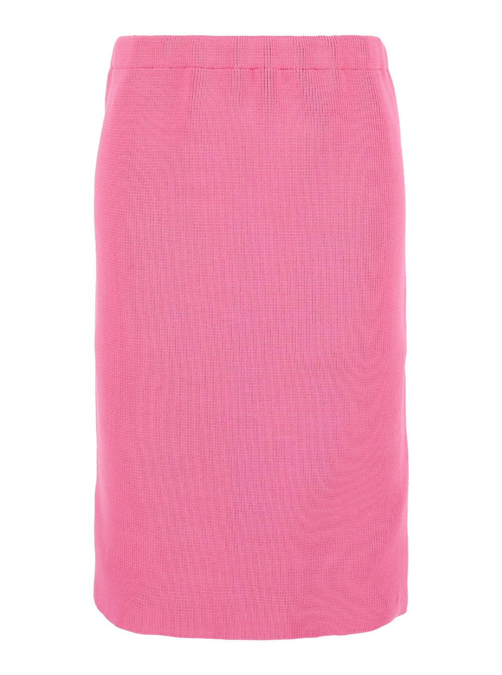 Shop Philosophy Di Lorenzo Serafini Midi Pink Skirt With Elastic Waistband In Ribbed Fabric Woman