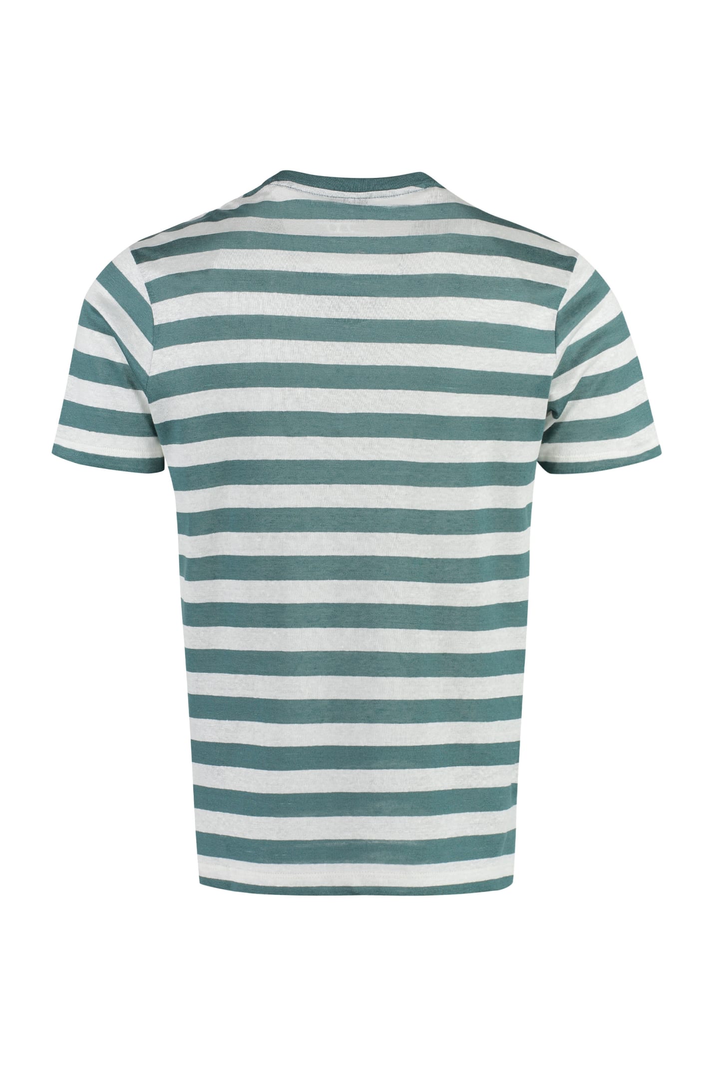 Shop Paul&amp;shark Striped Linen-cotton Blend T-shirt In Green