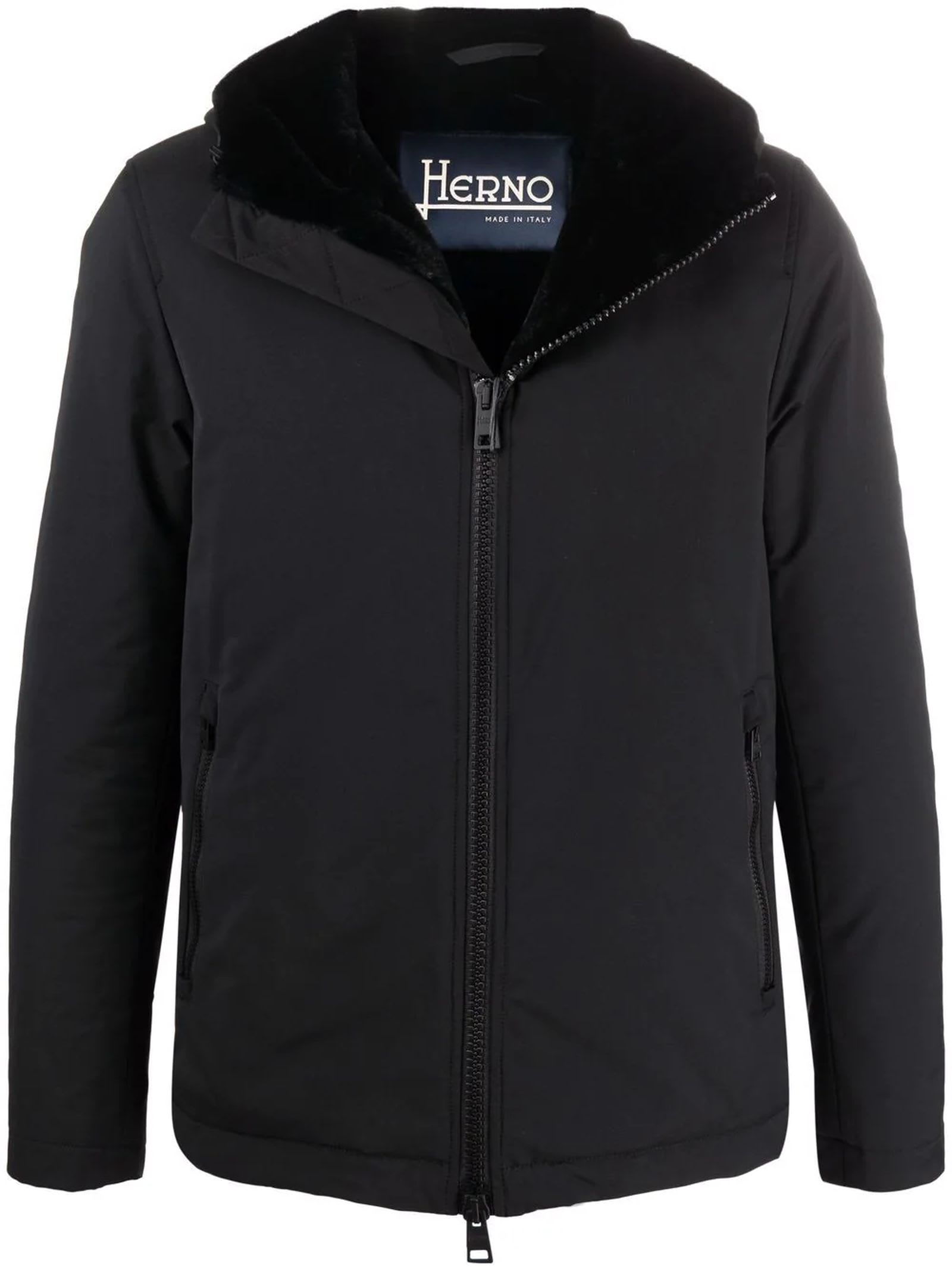 Herno Navy Blue Hooded Jacket