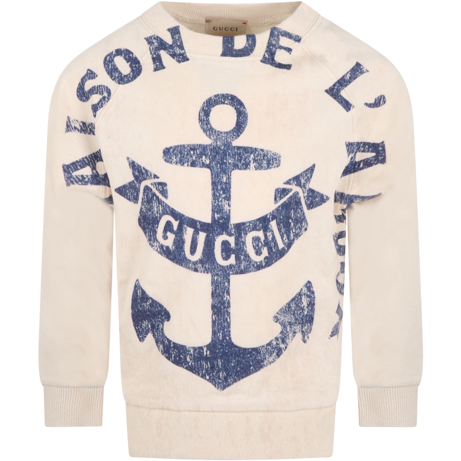 Gucci Beige Sweatshirt For Kids With Logo