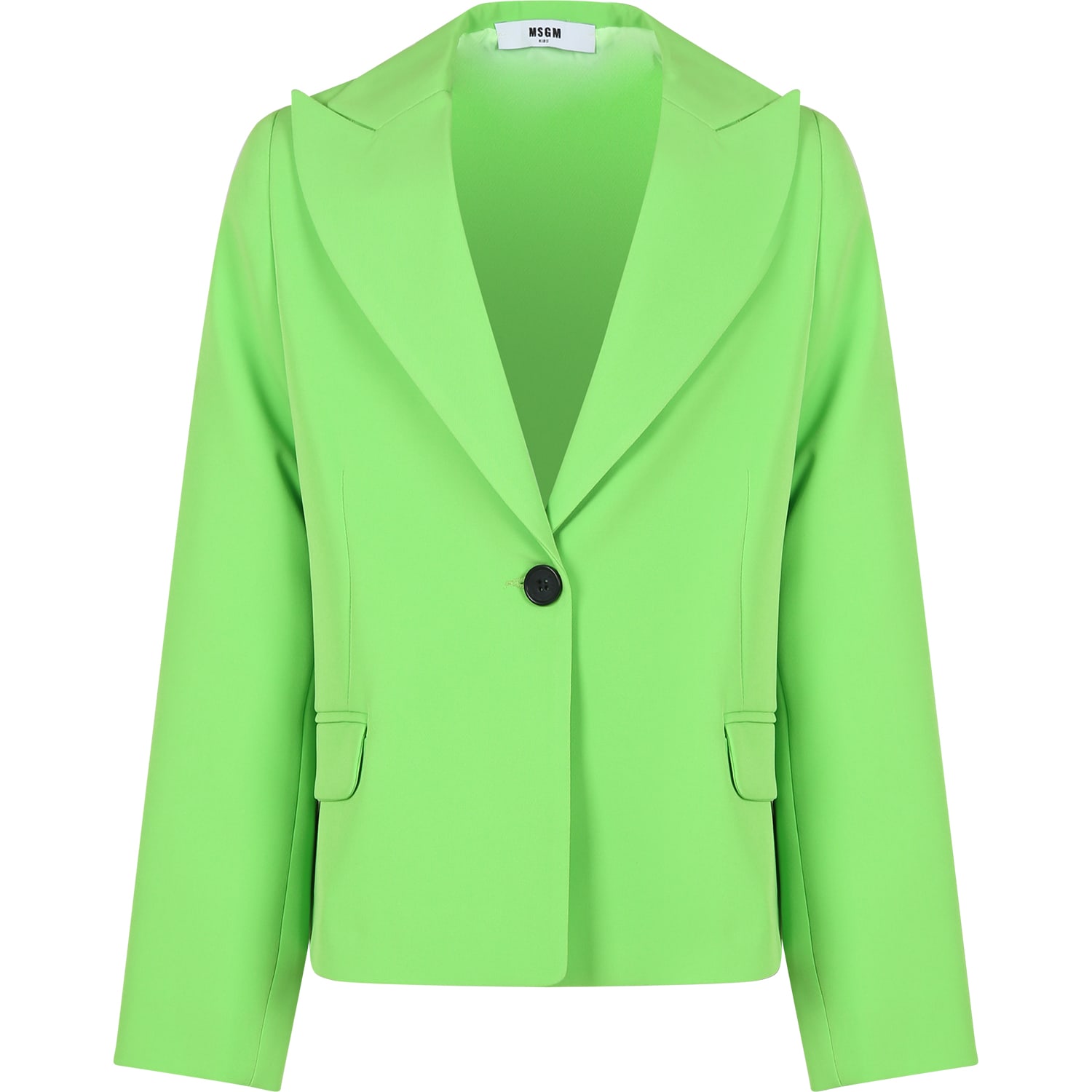 Shop Msgm Green Jacket For Girl With Logo