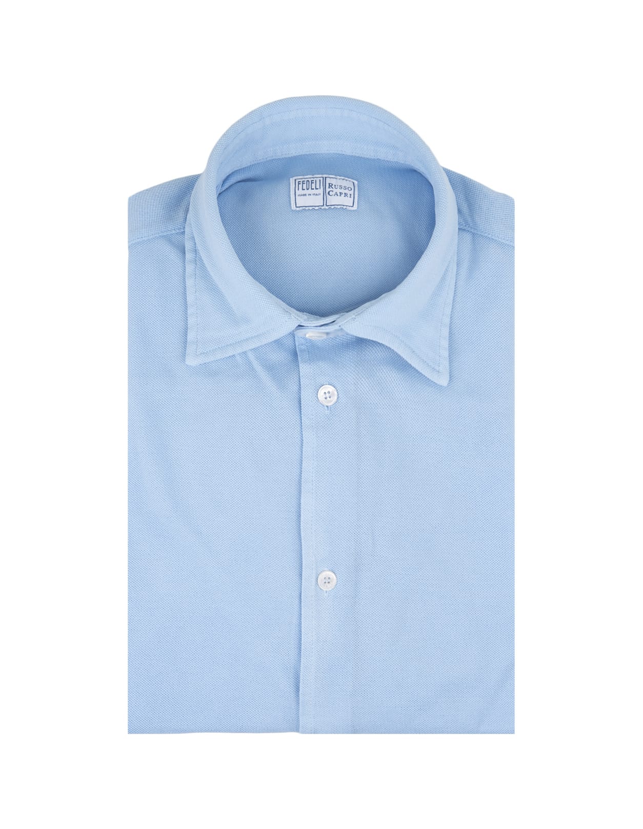 Shop Fedeli Shirt In Light Blue Cotton Piqué