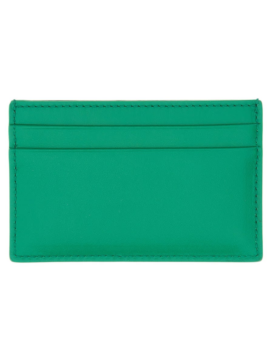 Shop Alexander Mcqueen Leather Card Holder In Green