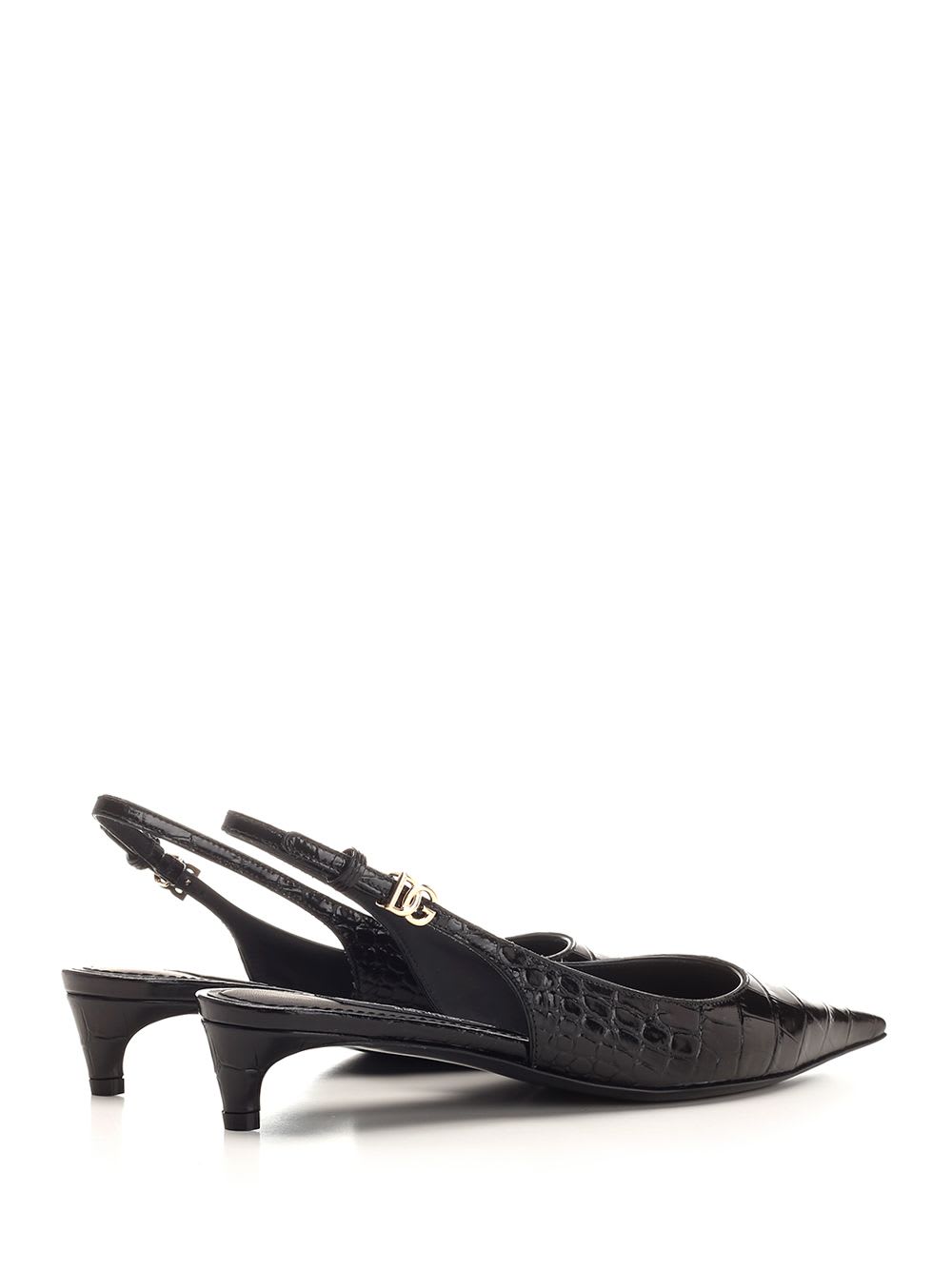 Shop Dolce & Gabbana Sling Back Black In St.cocco Lucido+vernice