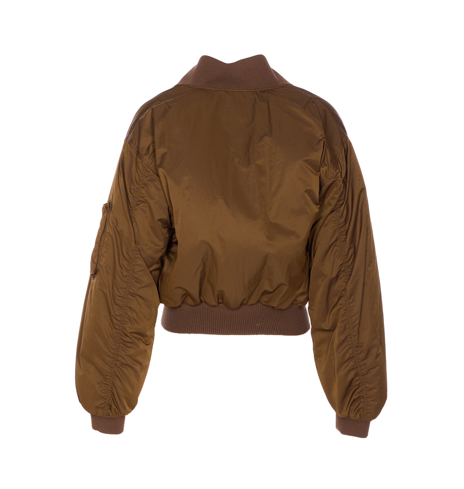 Chloé Zip-up Cropped Bomber Jacket In Brown