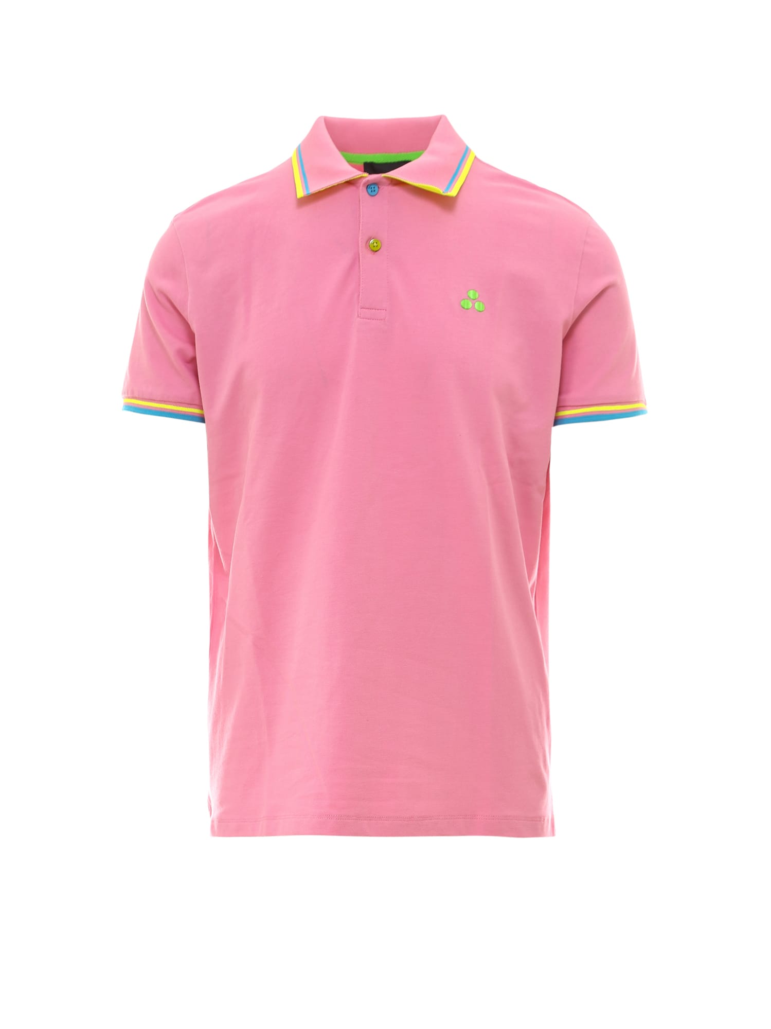 Peuterey Stripe-trim Embroidered Polo Shirt In Pink