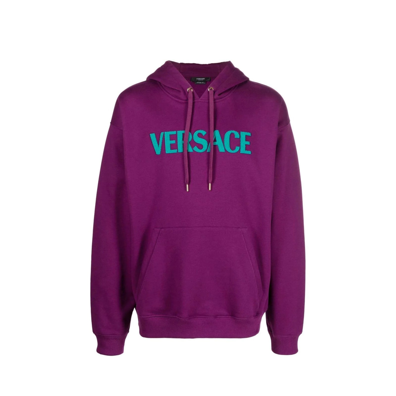Shop Versace Cotton Logo Sweatshirt In Purple