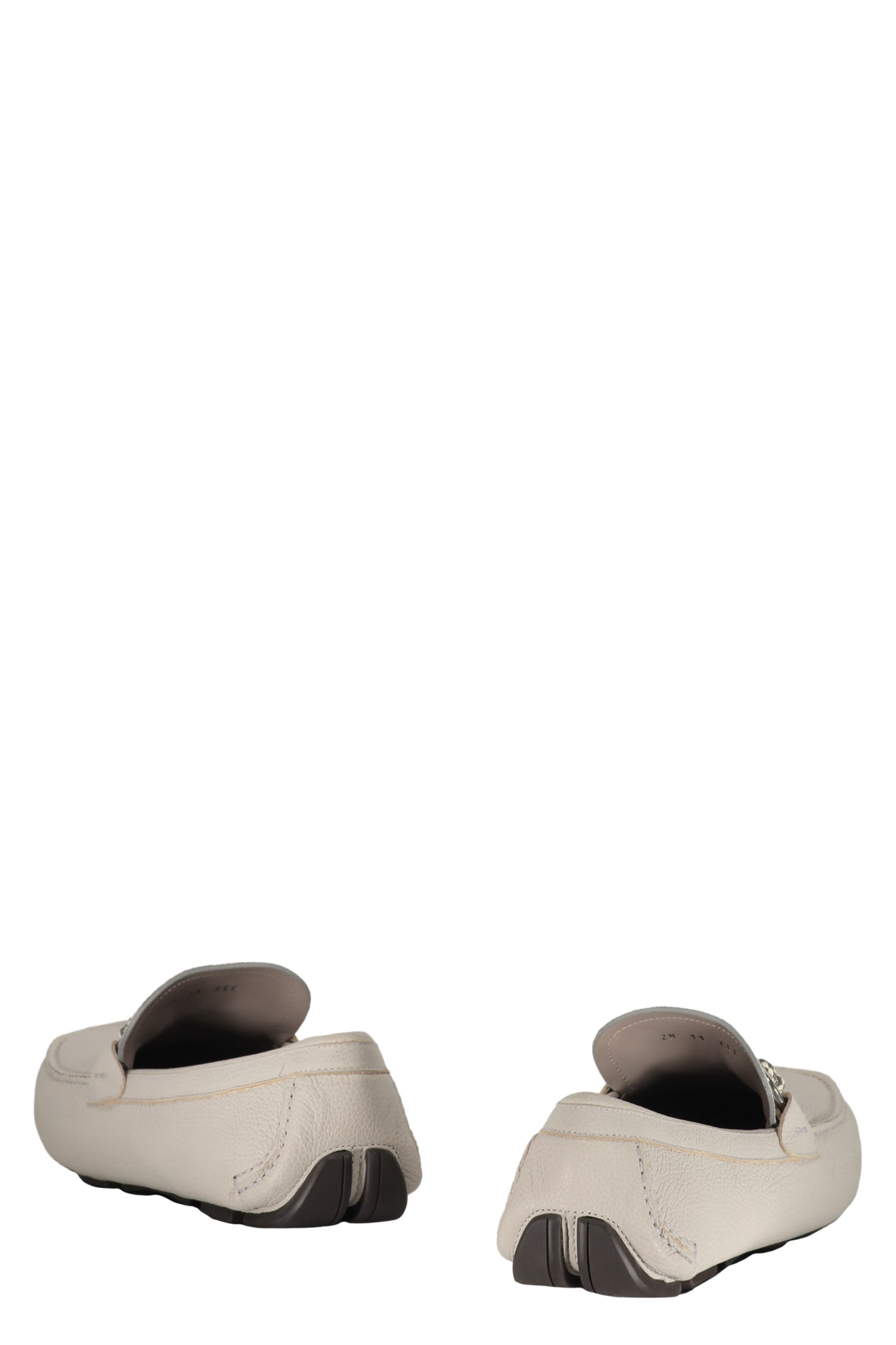 Shop Ferragamo Leather Loafers In Turtledove