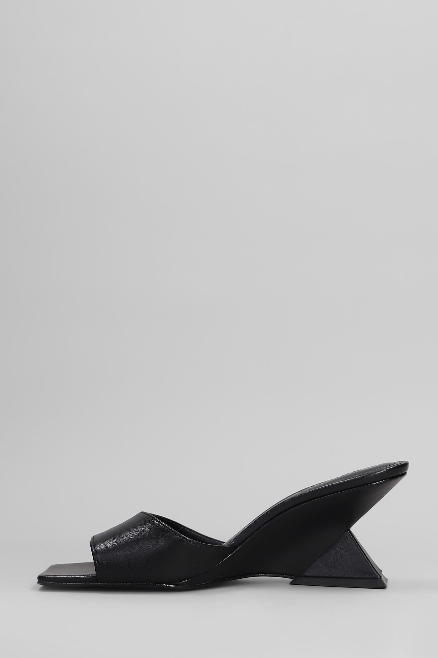 SCHUTZ ABBIE SCULPT SLIPPER-MULE IN BLACK LEATHER