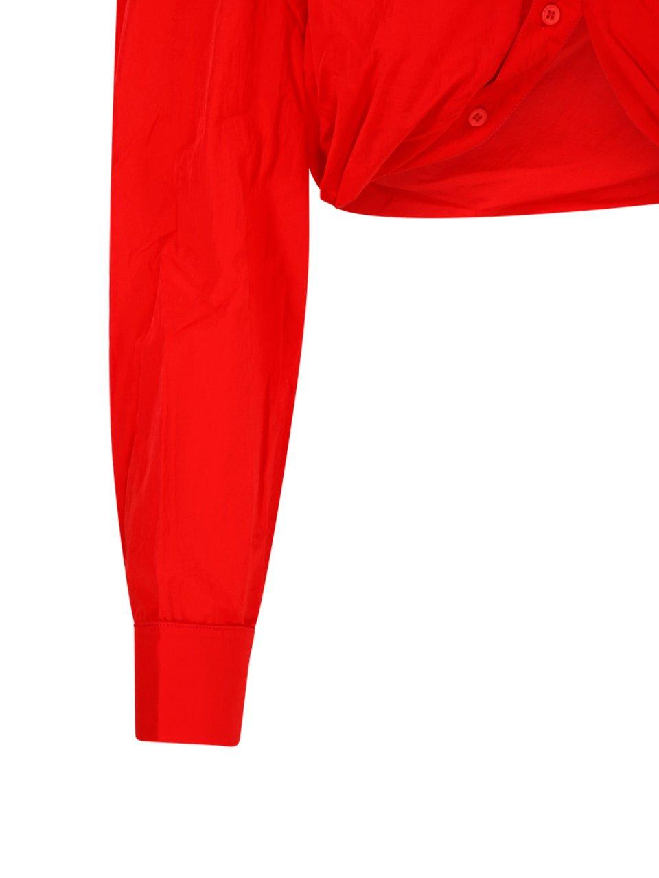Shop Jacquemus Asymmetric Cropped Shirt In Red