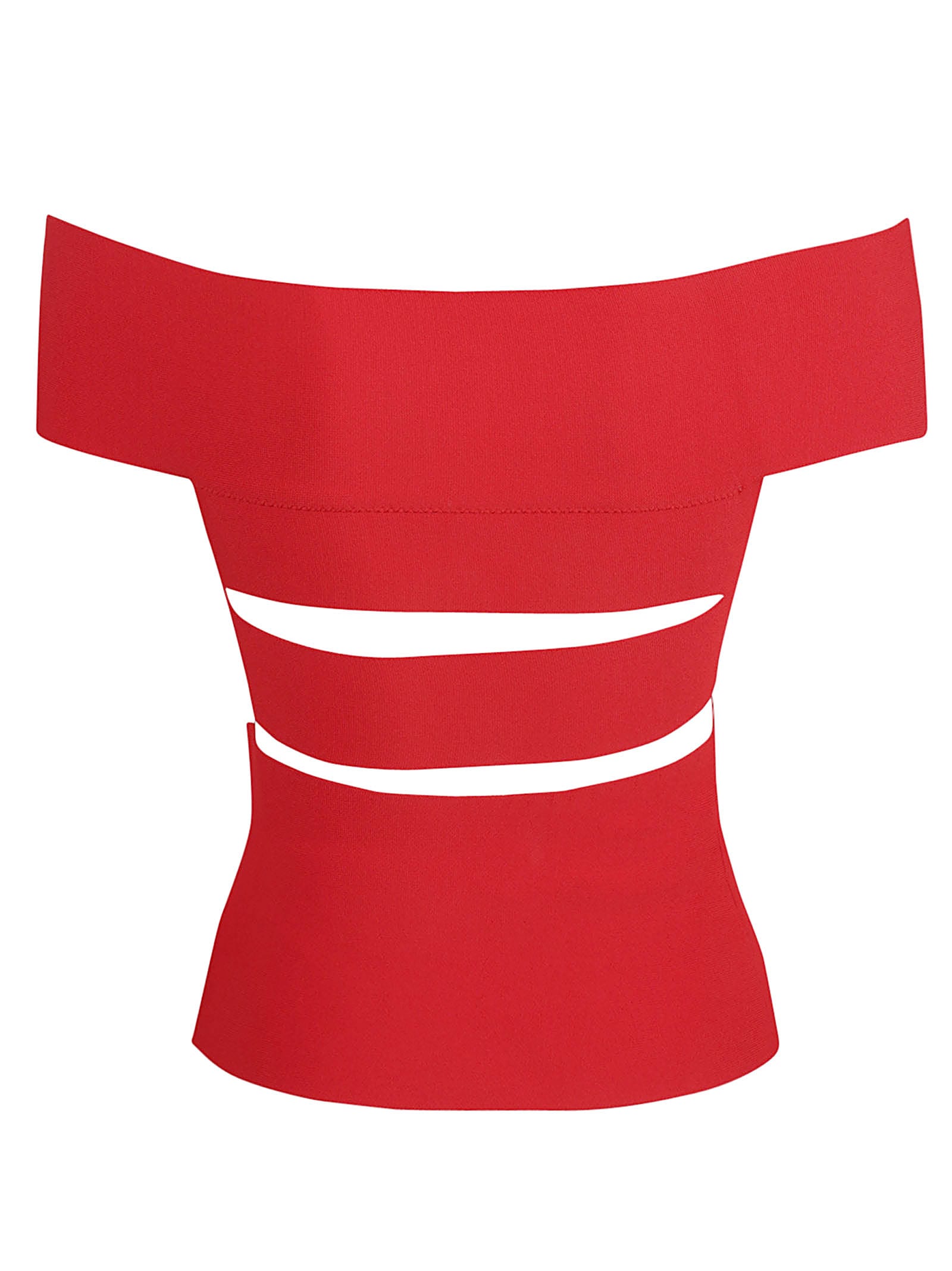 Alexander Mcqueen Off-shoulder Short-sleeve Top In Lust Red