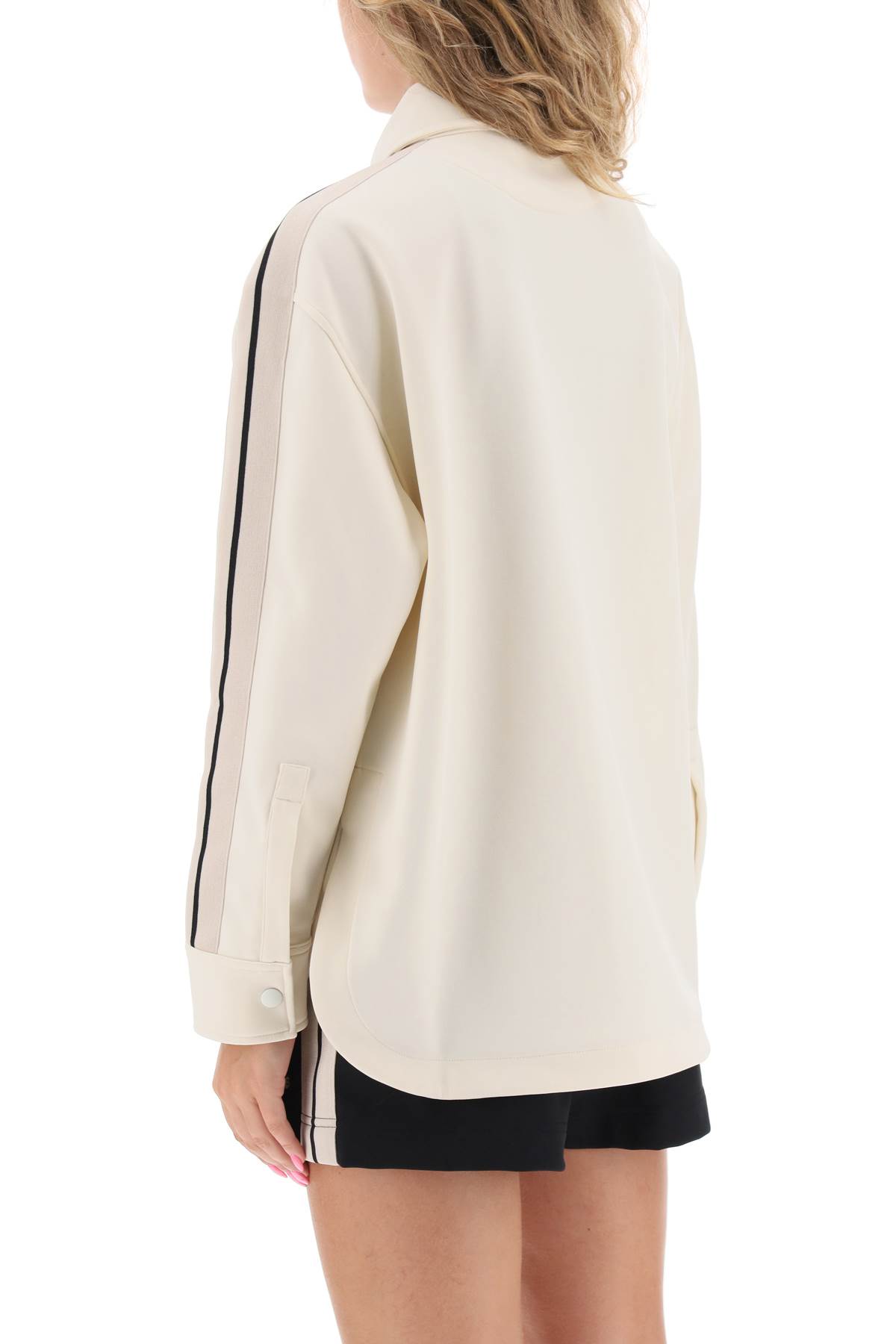 Palm Angels Track Shirt With Side Bands In Butter Off White (white)