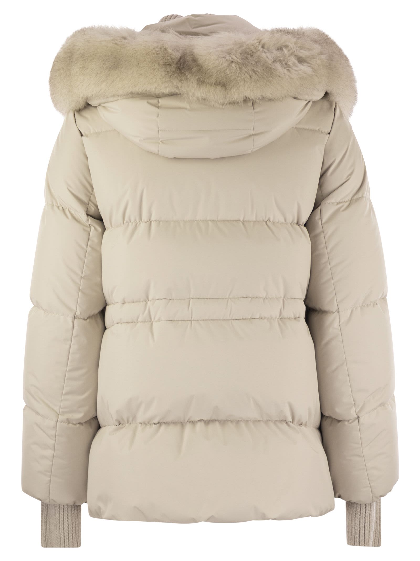 Moorer Attica-stp - Short Down Jacket With Hood And Fur In White