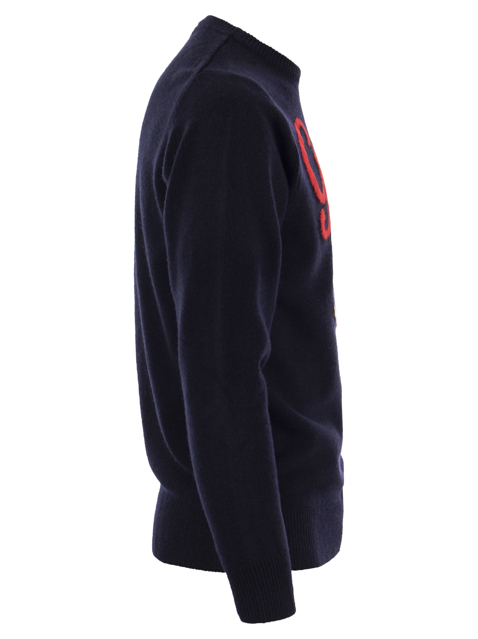 Shop Mc2 Saint Barth Gin Tonic Wool And Cashmere Blend Jumper Sweater In Blu