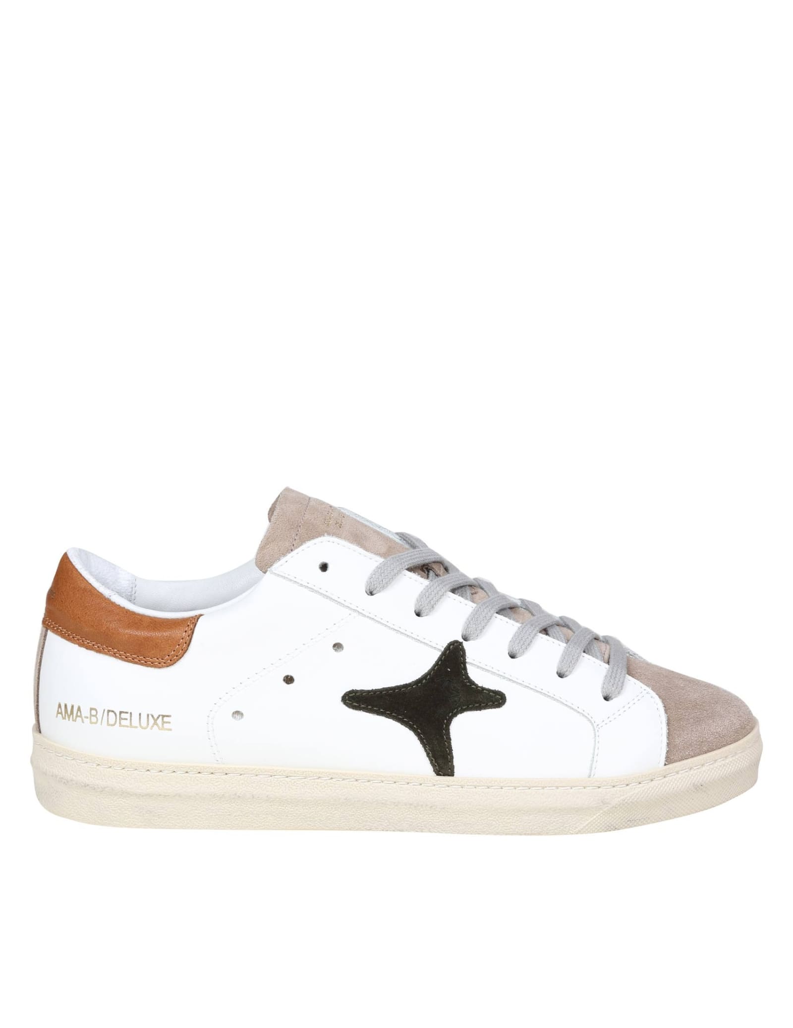 Ama Brand Sneakers In Leather And Suede Color White