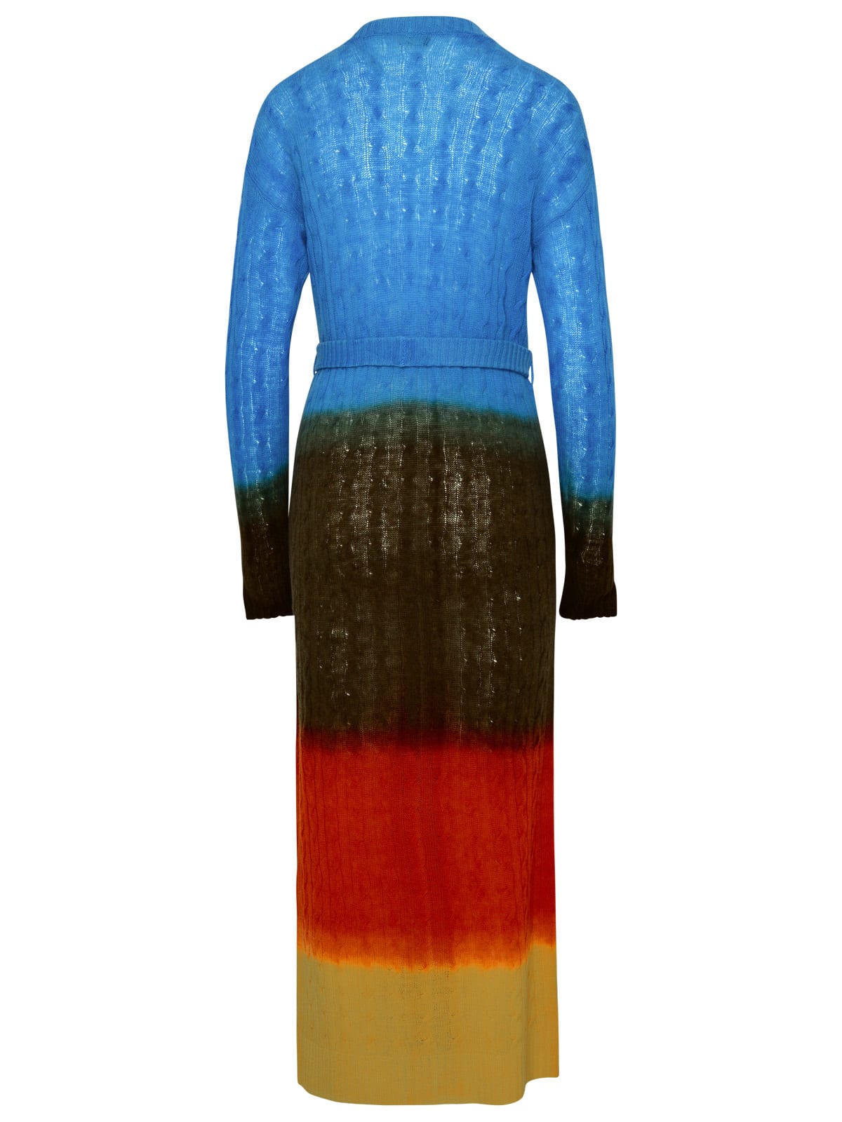 Etro Multicolor Oversized Cable Knit Cardigan With Degradé Colour Shading In Multicolore