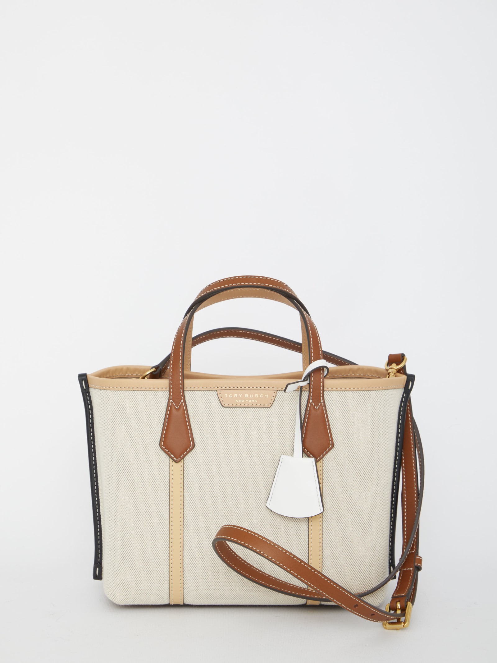 Tory Burch Small Perry Canvas Tote Bag In Cream | ModeSens