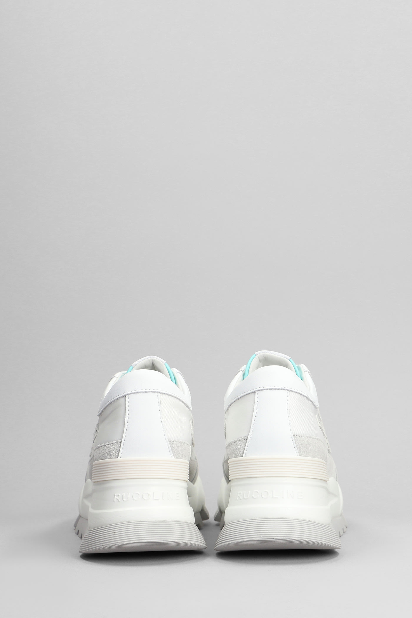 Shop Ruco Line Aki Sneakers In White Suede And Fabric