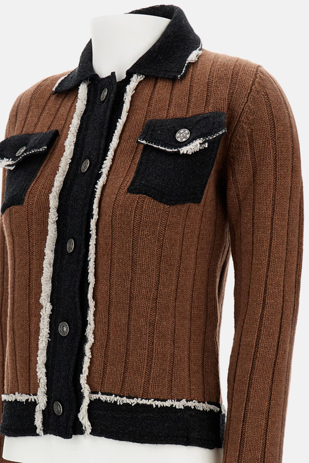Barrie Hybrid Denim Jacket In Brown