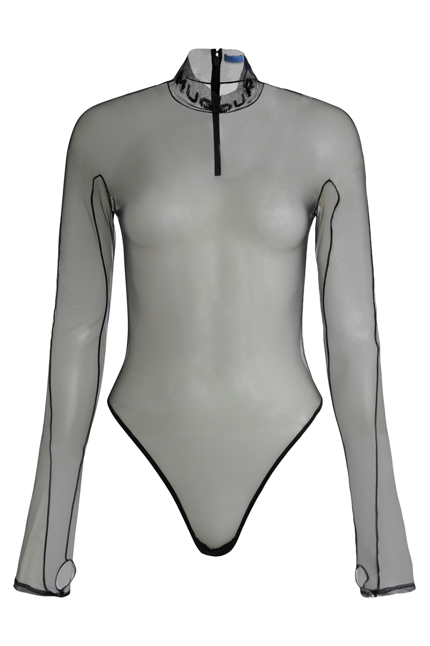 Mugler Technical Fabric Bodysuit In Black