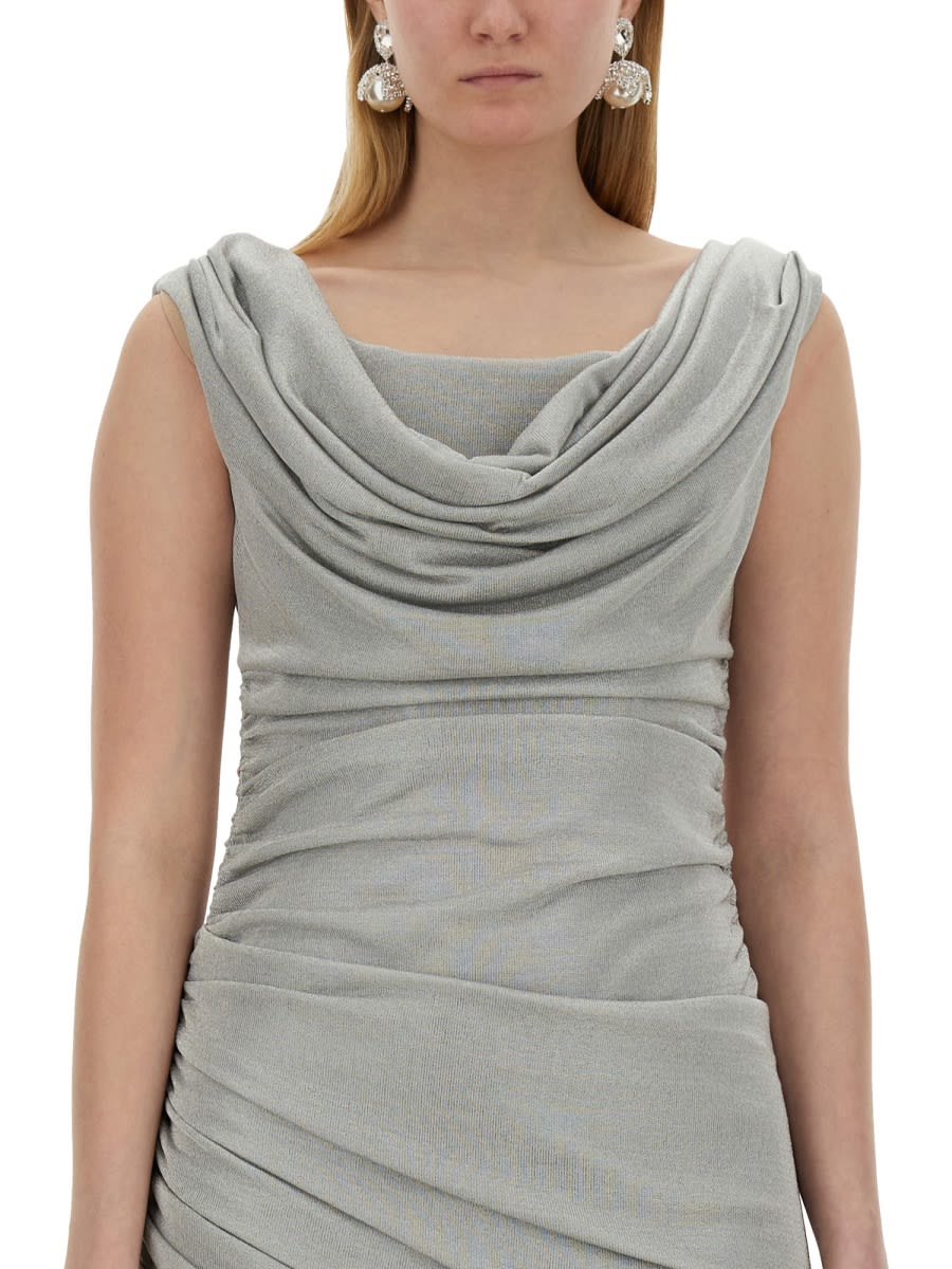 Shop Magda Butrym Jersey Dress In Silver