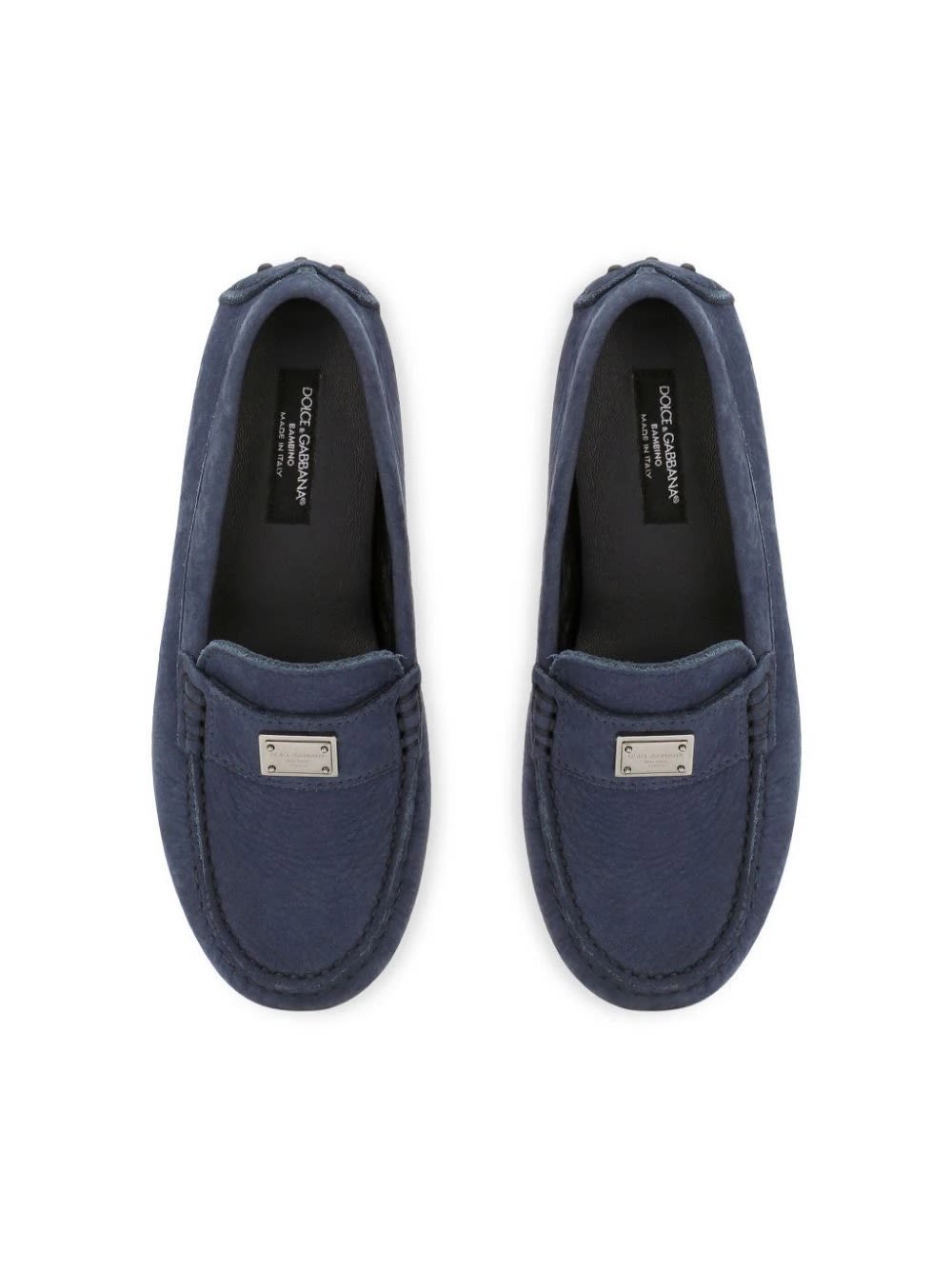 Shop Dolce & Gabbana Blue Nubuck Loafers