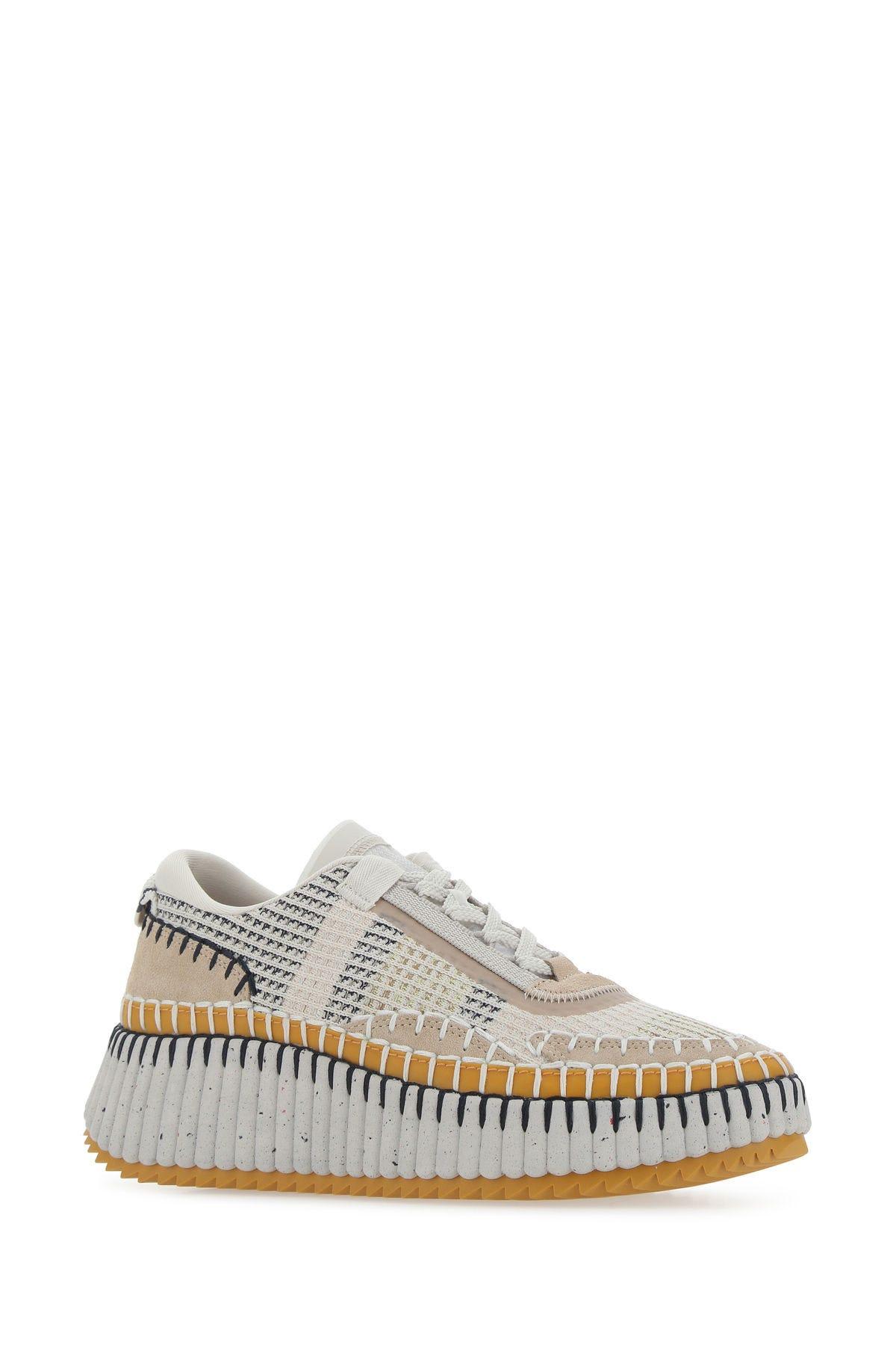 Shop Chloé Multicolor Fabric Nama Sneakers In Beige