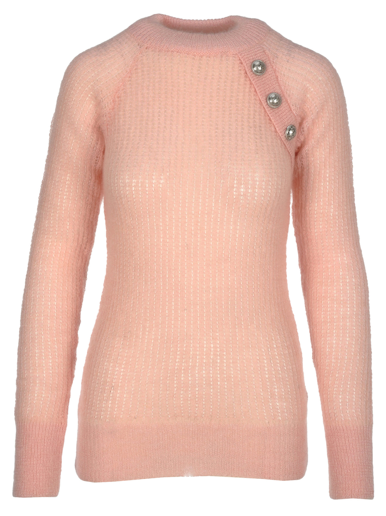 eksotisk forligsmanden Savvy Balmain Knit Sweater With Button Details In Pink | ModeSens
