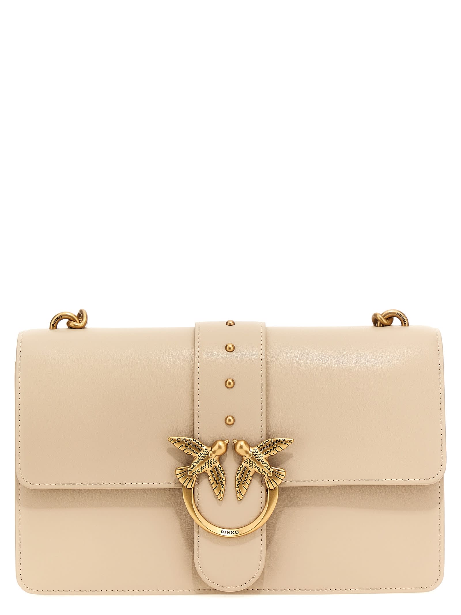 Shop Pinko Classic Love Bag One Simply Crossbody Bag In Beige