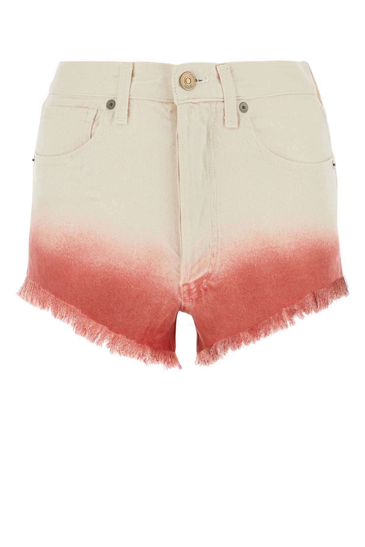 Alanui Two-tone Denim Shorts In Multi